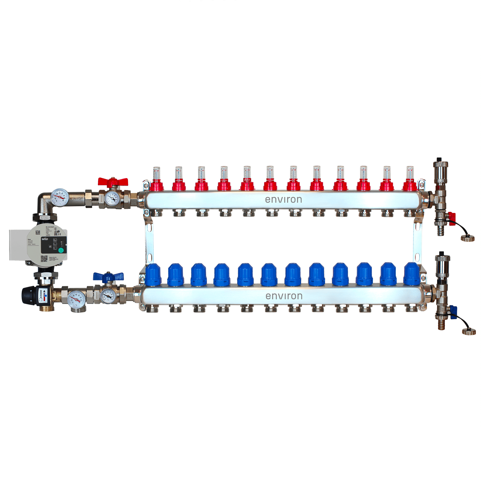 Festwertregelset M058 mit Wilo Para 25/6 Hocheffizienzpumpe und Heizkreisverteiler und Zubehör