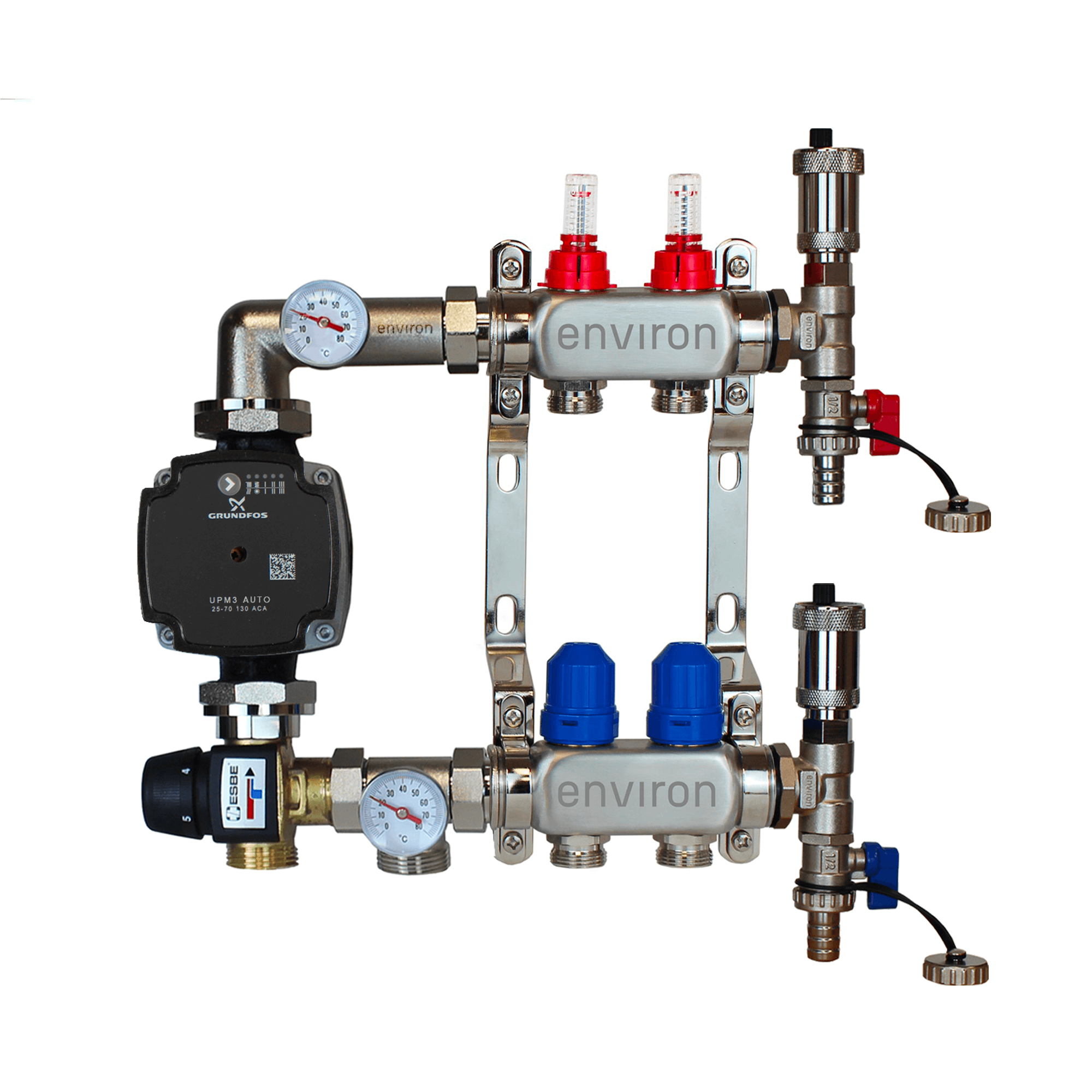 Festwertregelset M058 mit Grundfos UPM3 25/6 Hocheffizienzpumpe und Heizkreisverteiler und Zubehör