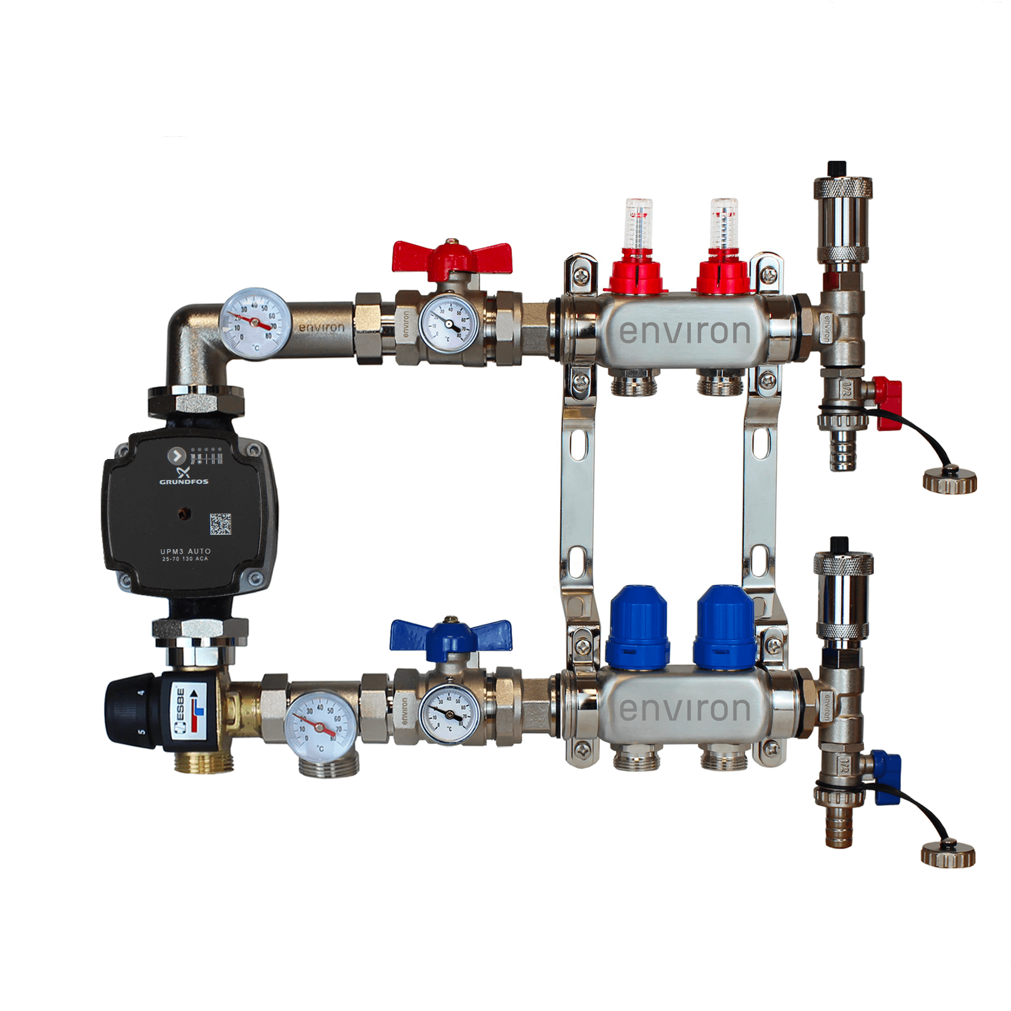 Festwertregelset M058 mit Grundfos UPM3 25/6 Hocheffizienzpumpe und Heizkreisverteiler und Zubehör