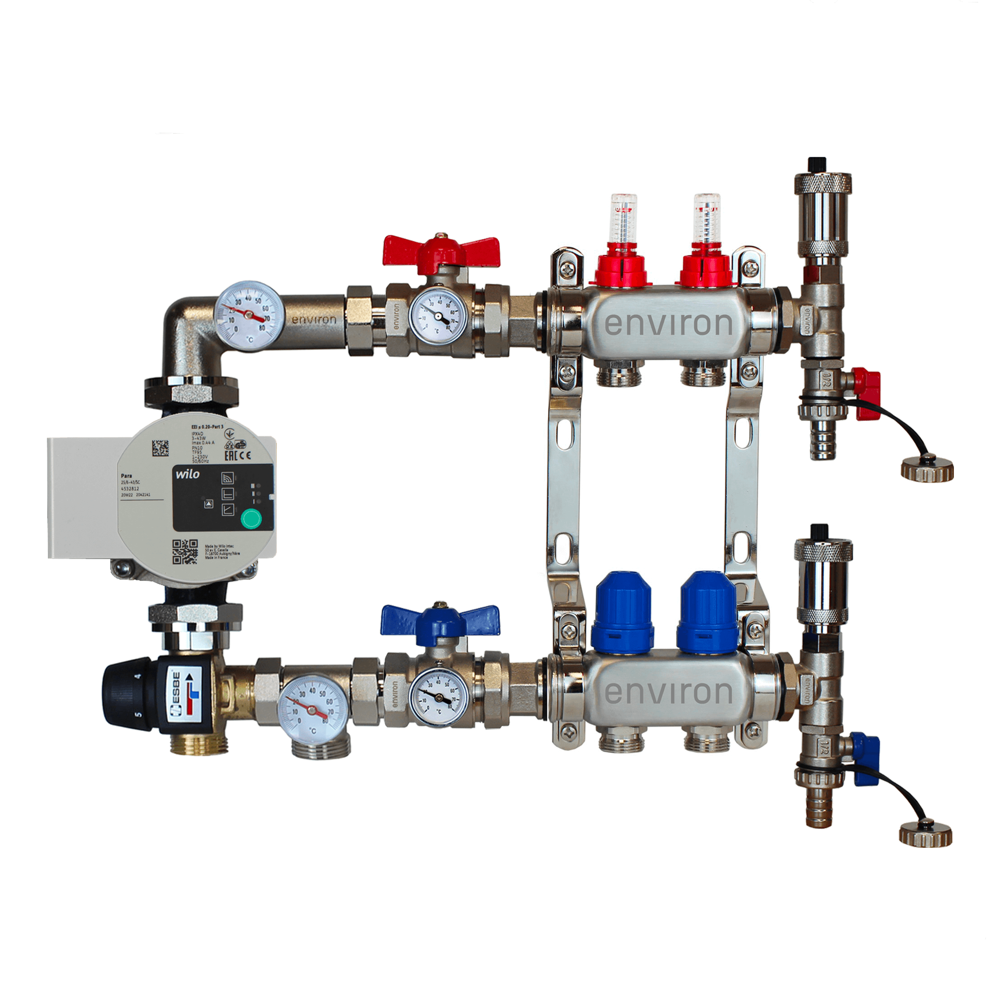 Festwertregelset M058 mit Wilo Para 25/6 Hocheffizienzpumpe und Heizkreisverteiler und Zubehör