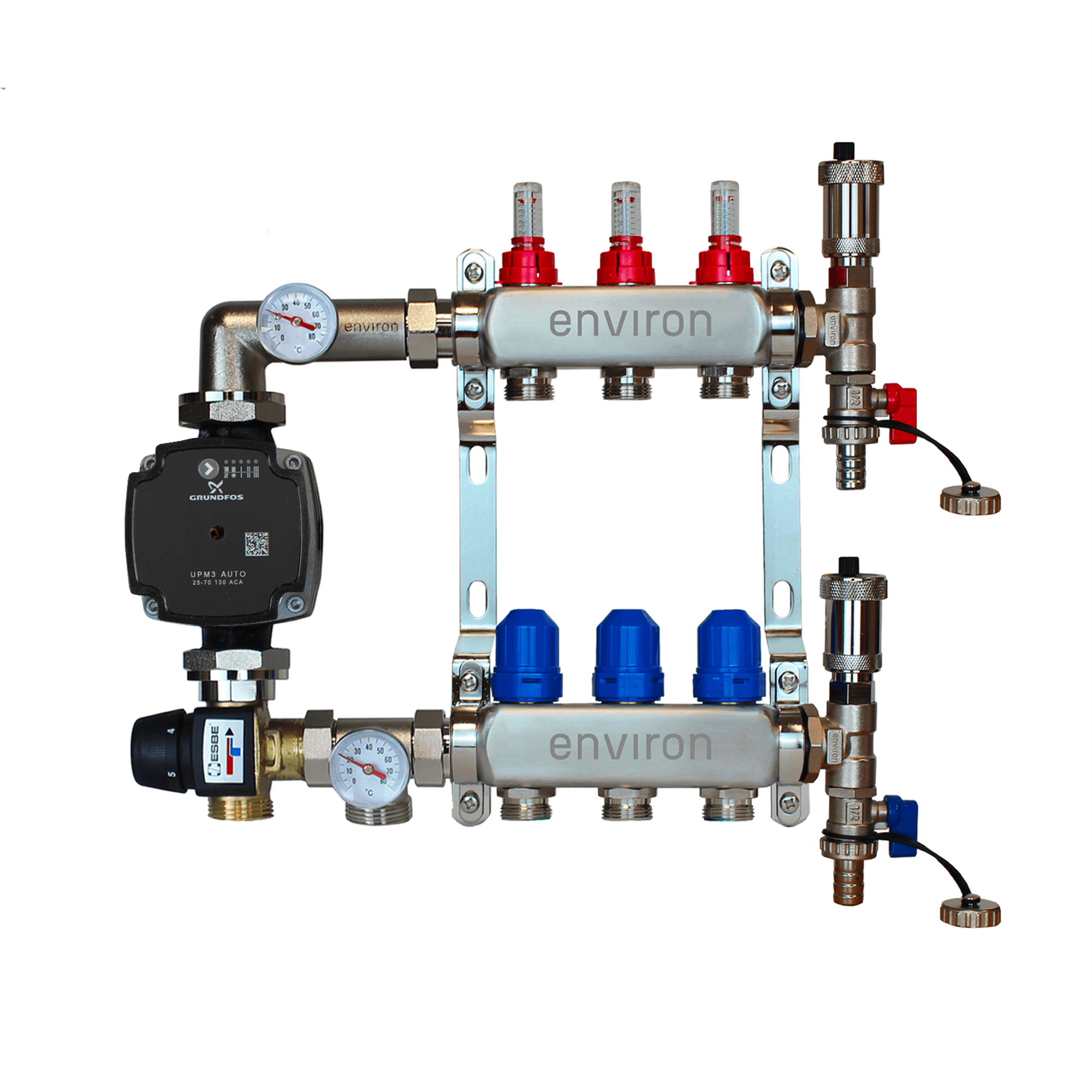 Festwertregelset M058 mit Grundfos UPM3 25/6 Hocheffizienzpumpe und Heizkreisverteiler und Zubehör