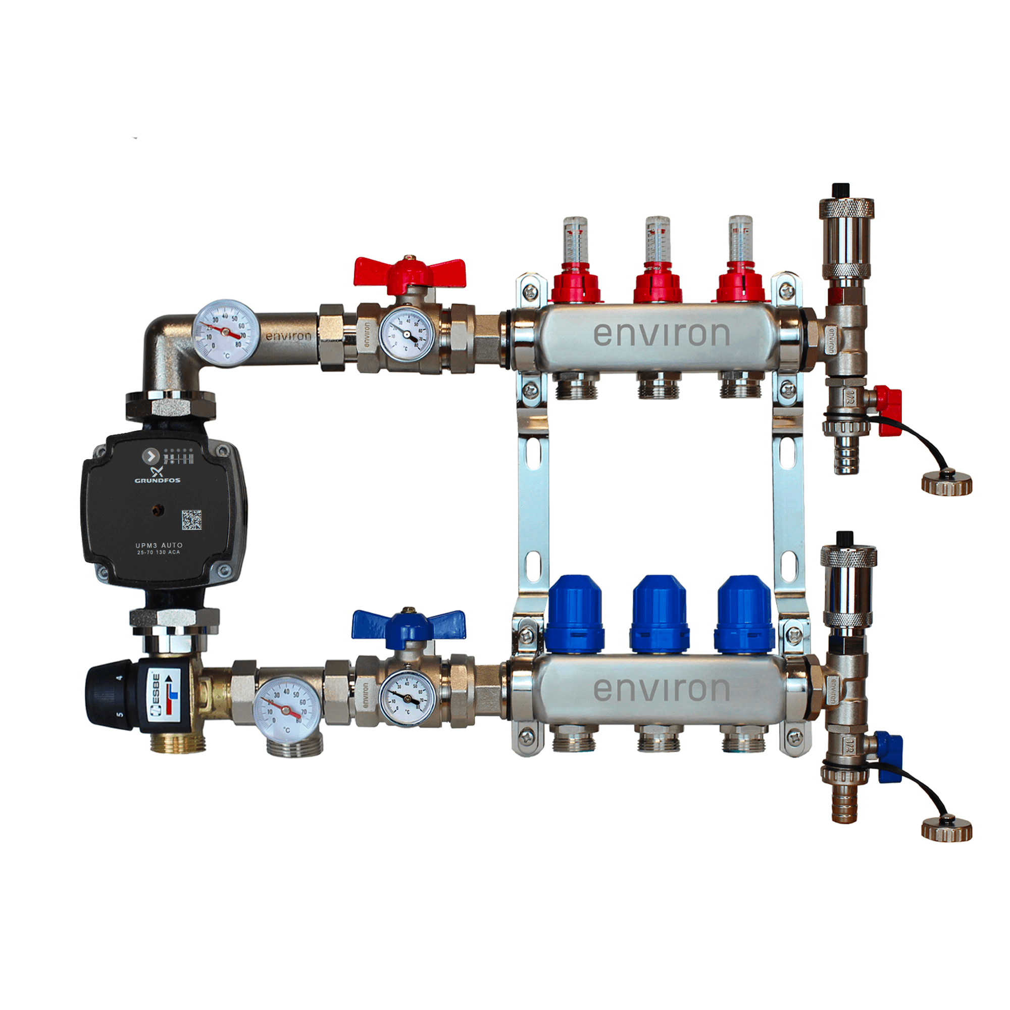 Festwertregelset M058 mit Grundfos UPM3 25/6 Hocheffizienzpumpe und Heizkreisverteiler und Zubehör