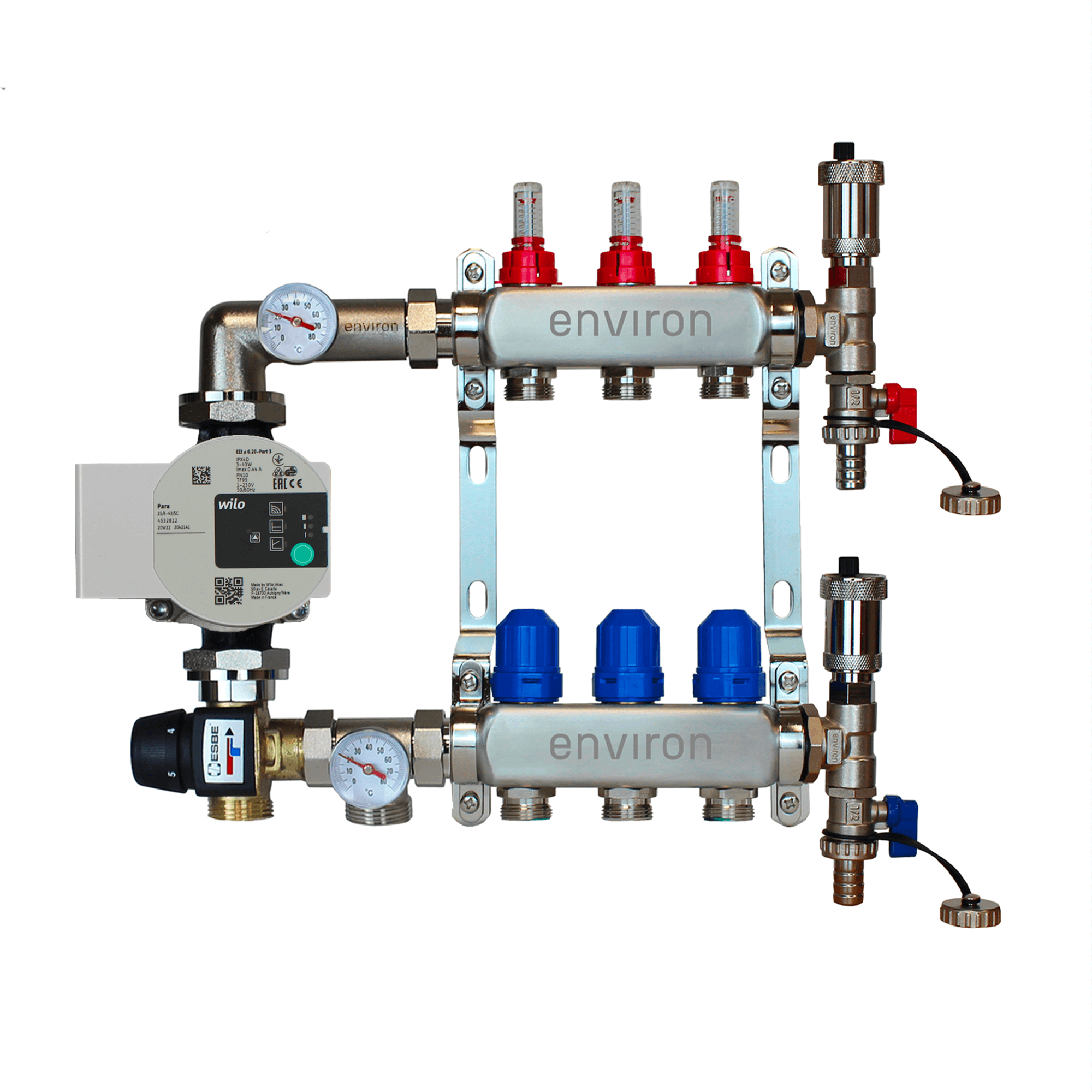 Festwertregelset M058 mit Wilo Para 25/6 Hocheffizienzpumpe und Heizkreisverteiler und Zubehör