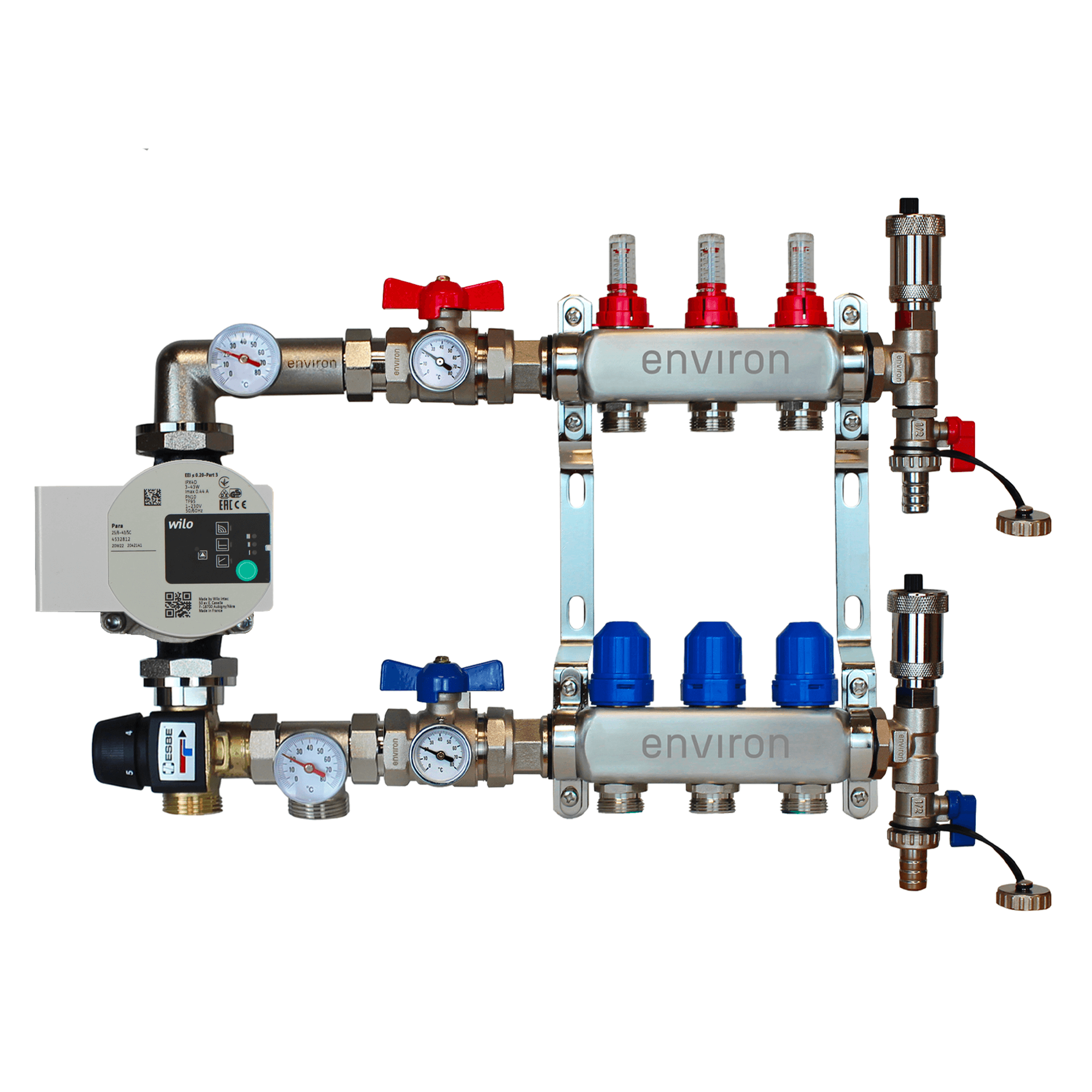 Festwertregelset M058 mit Wilo Para 25/6 Hocheffizienzpumpe und Heizkreisverteiler und Zubehör