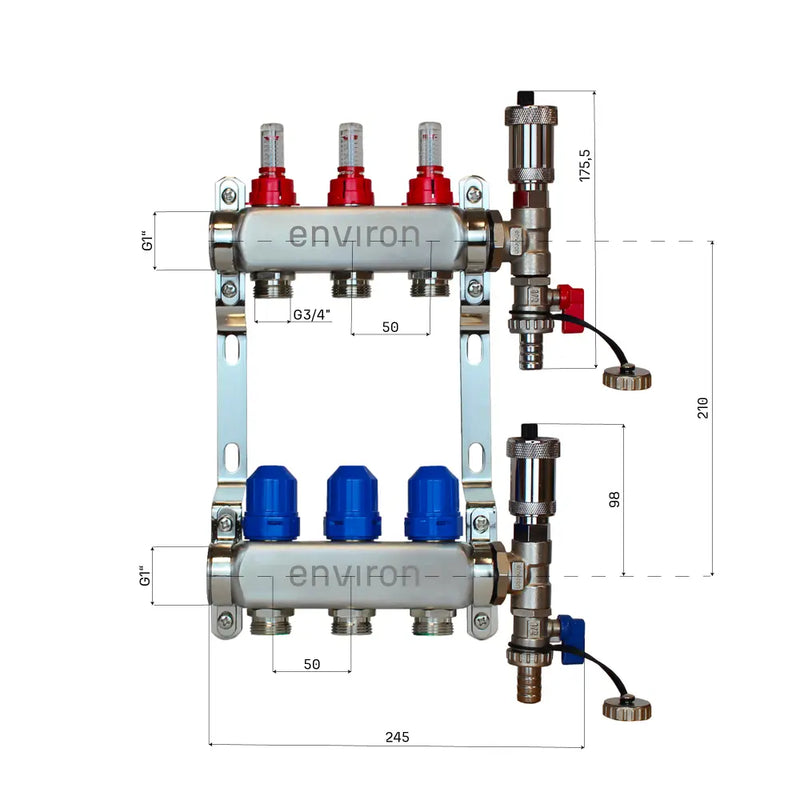 Kit de régulation à valeur fixe M058 avec pompe à haut rendement EcoStar 25/6 et collecteur de circuit de chauffage et accessoires
