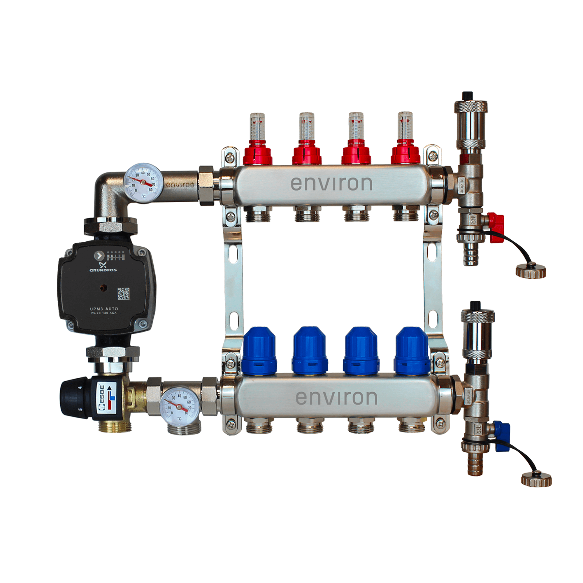 Festwertregelset M058 mit Grundfos UPM3 25/6 Hocheffizienzpumpe und Heizkreisverteiler und Zubehör