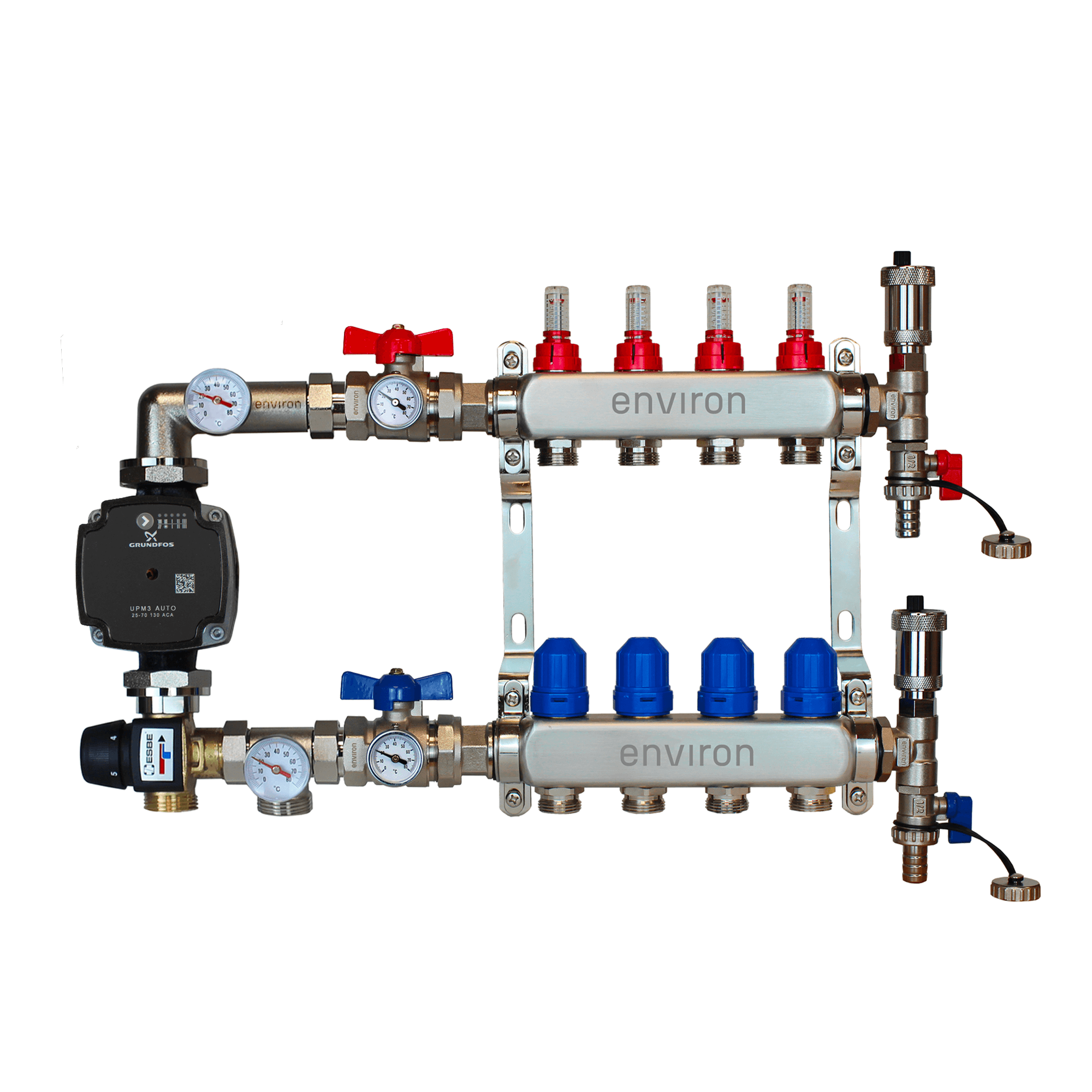 Festwertregelset M058 mit Grundfos UPM3 25/6 Hocheffizienzpumpe und Heizkreisverteiler und Zubehör