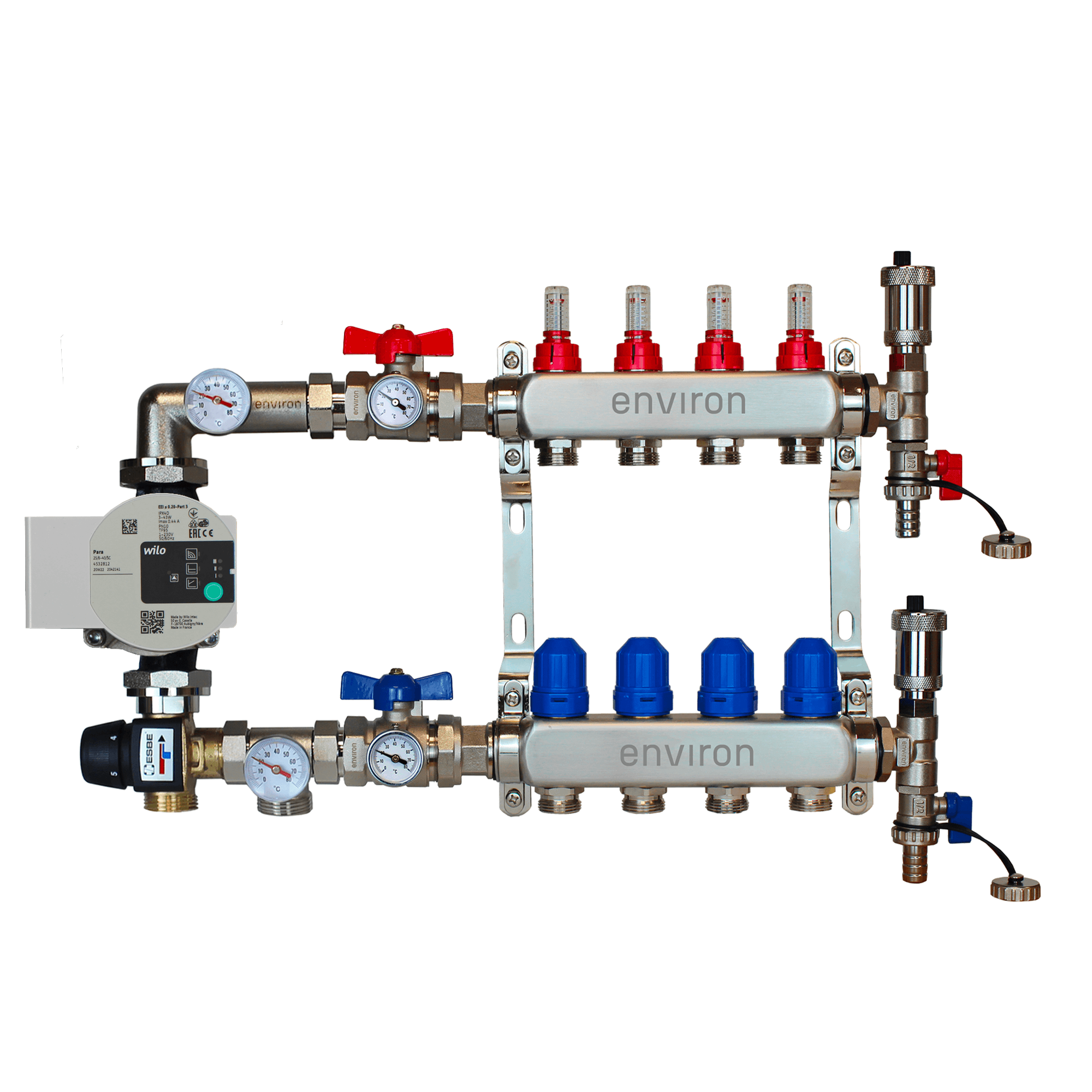 Festwertregelset M058 mit Wilo Para 25/6 Hocheffizienzpumpe und Heizkreisverteiler und Zubehör