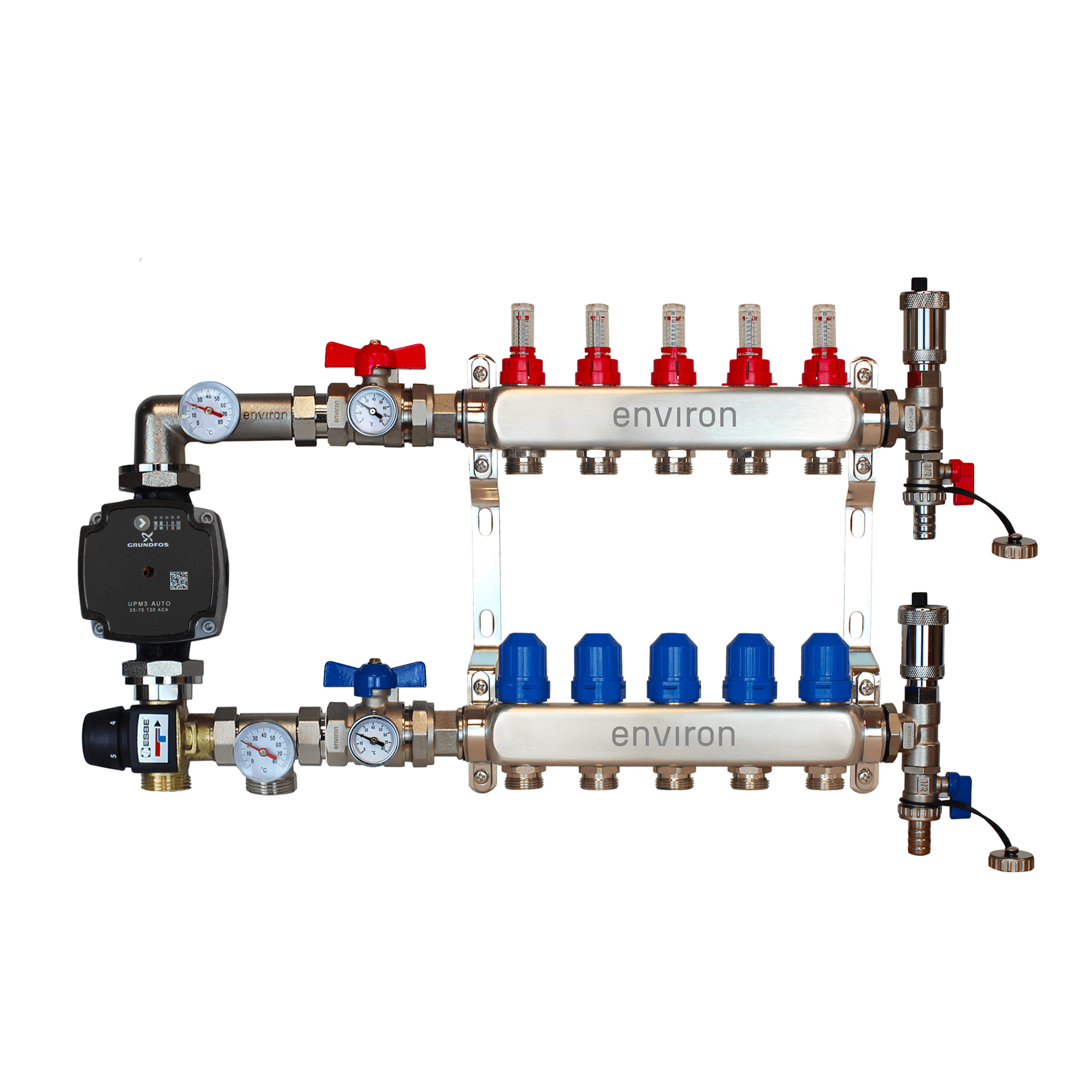 Festwertregelset M058 mit Grundfos UPM3 25/6 Hocheffizienzpumpe und Heizkreisverteiler und Zubehör