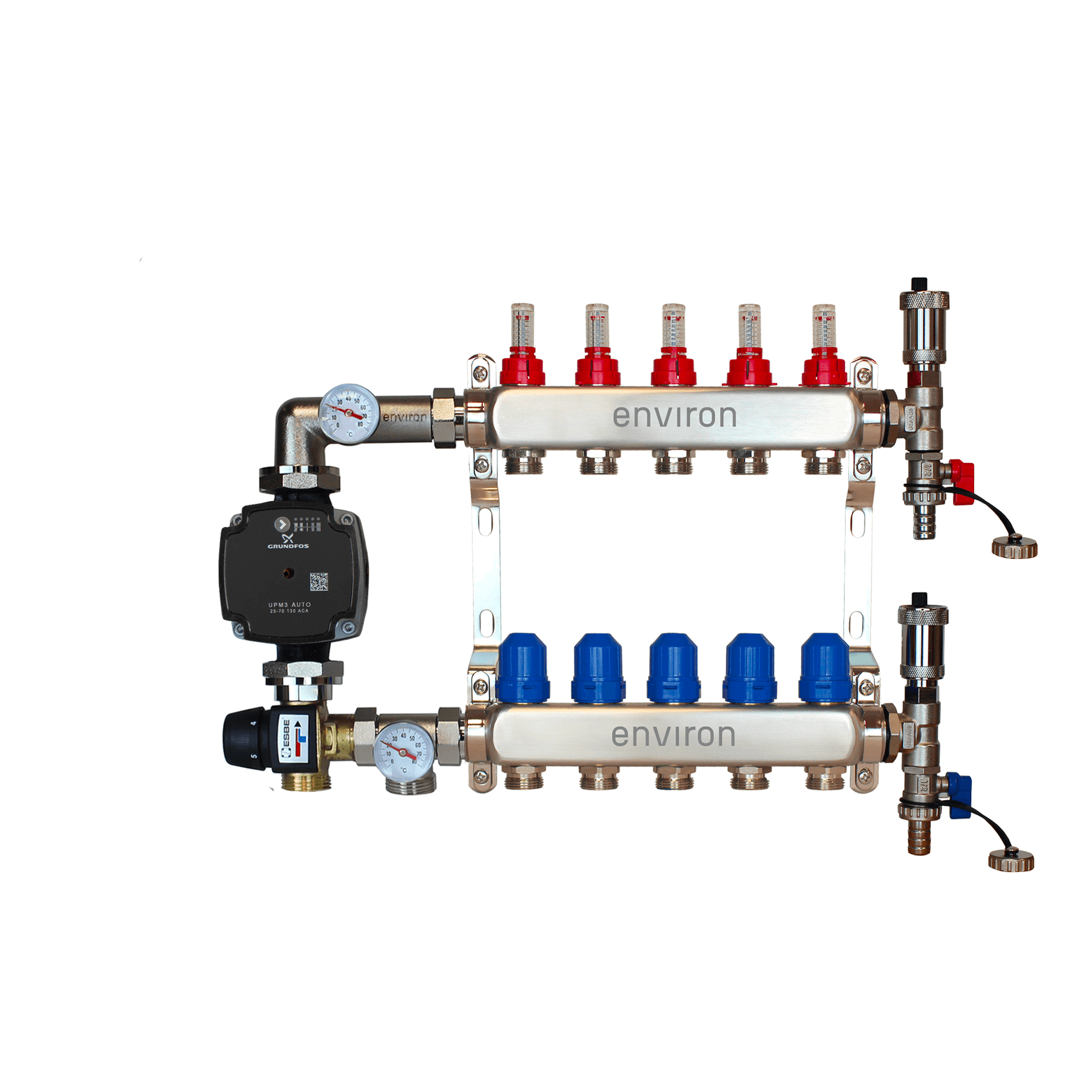 Festwertregelset M058 mit Grundfos UPM3 25/6 Hocheffizienzpumpe und Heizkreisverteiler und Zubehör