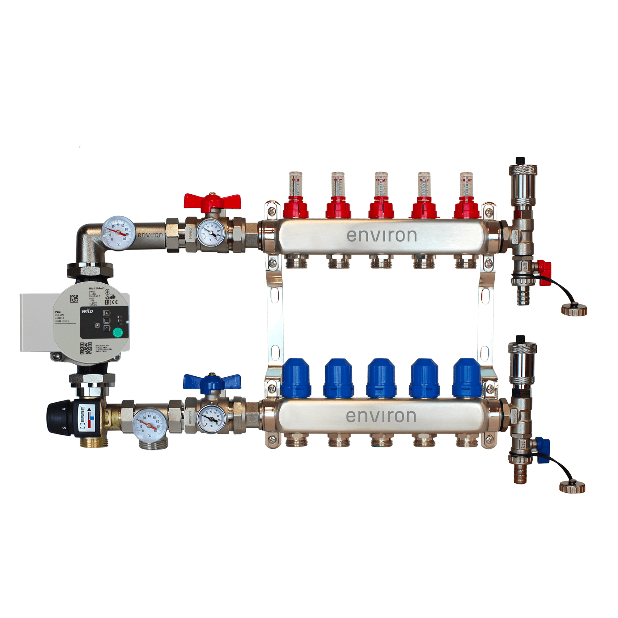 Festwertregelset M058 mit Wilo Para 25/6 Hocheffizienzpumpe und Heizkreisverteiler und Zubehör