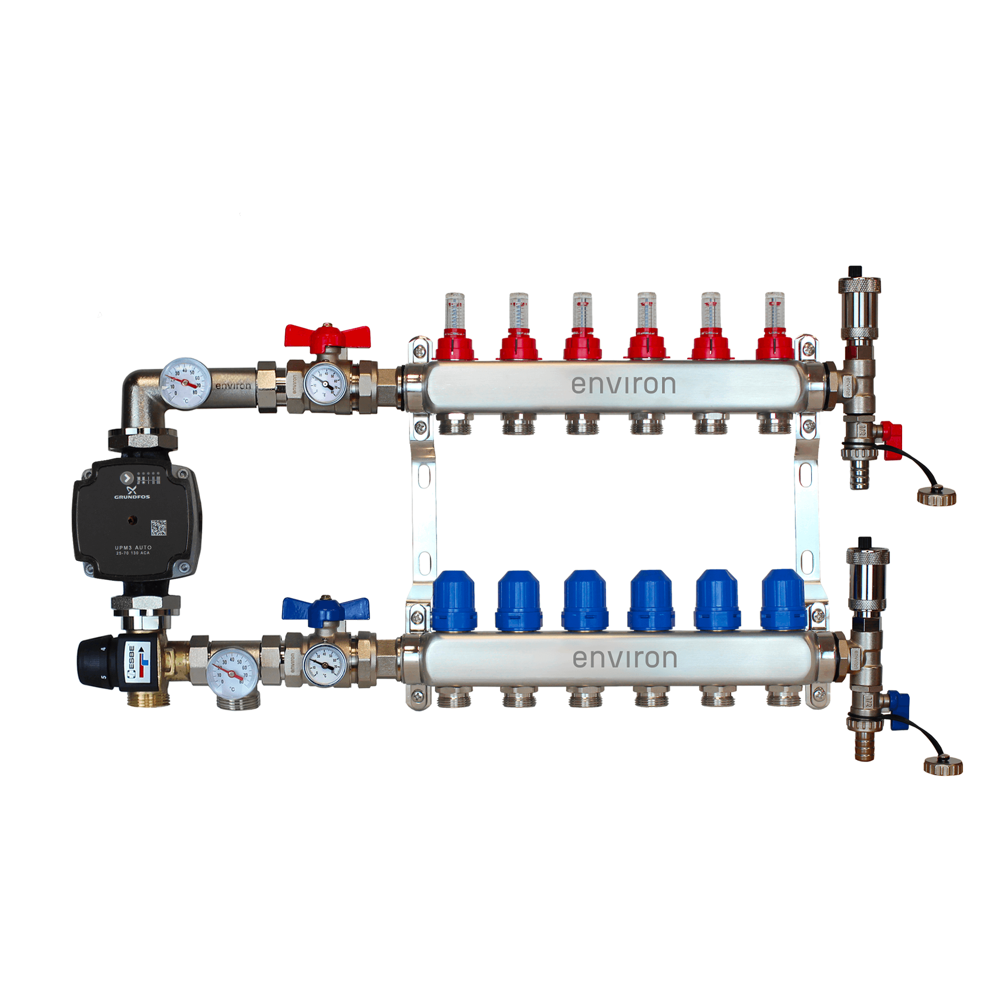 Festwertregelset M058 mit Grundfos UPM3 25/6 Hocheffizienzpumpe und Heizkreisverteiler und Zubehör