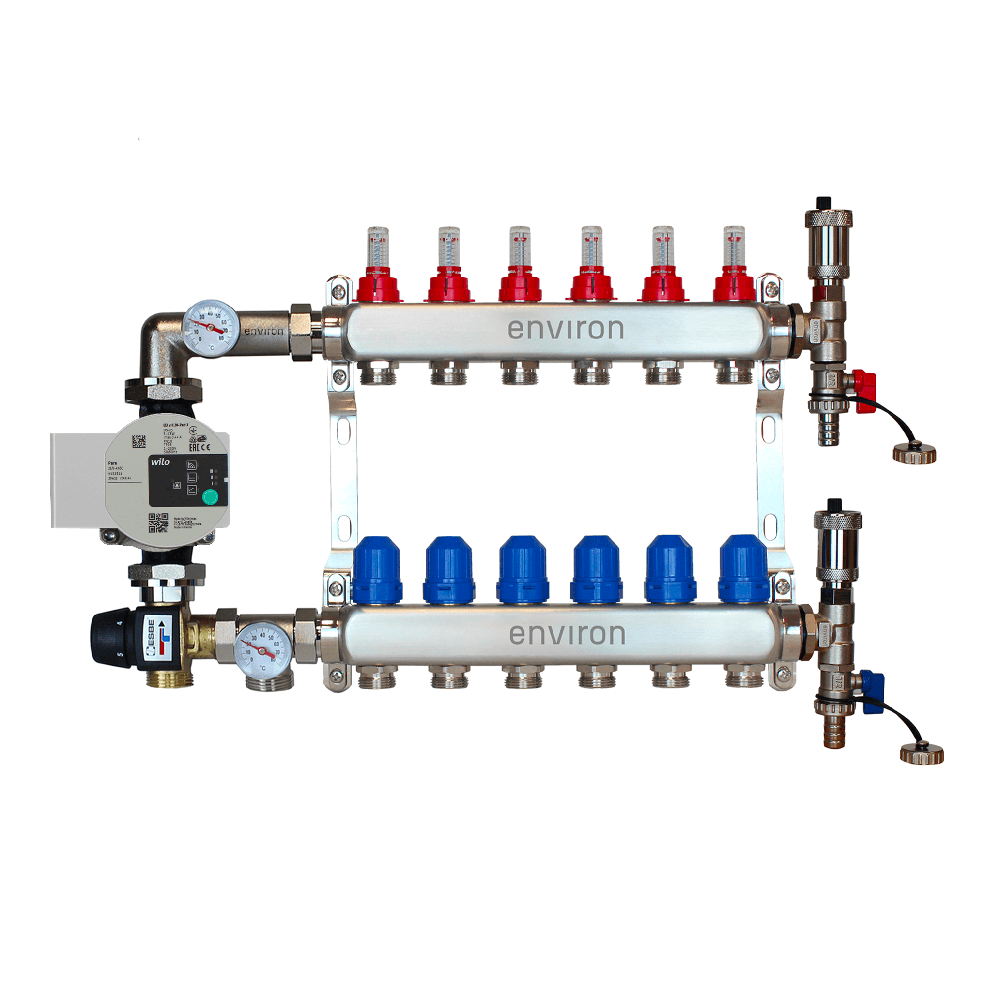 Festwertregelset M058 mit Wilo Para 25/6 Hocheffizienzpumpe und Heizkreisverteiler und Zubehör