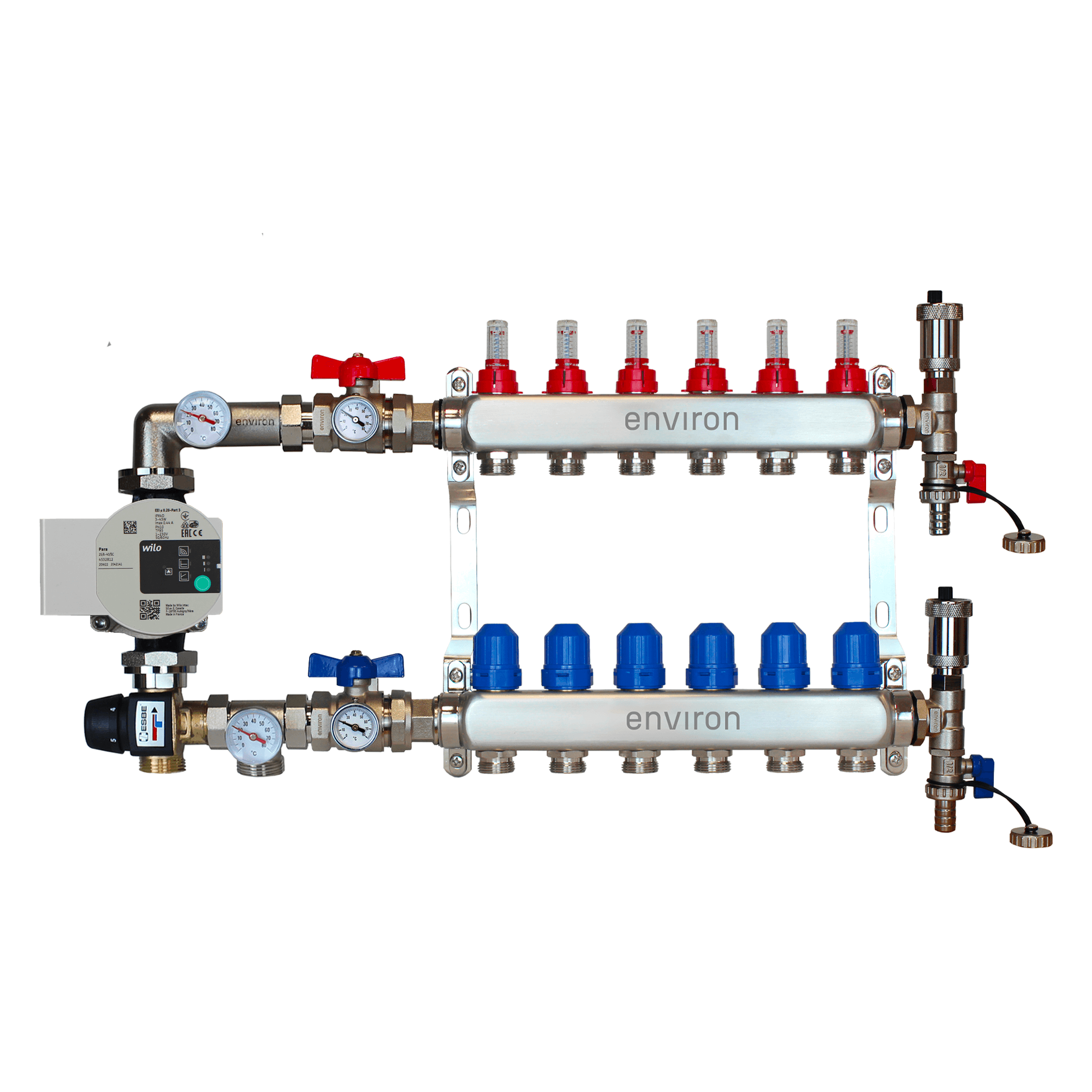 Festwertregelset M058 mit Wilo Para 25/6 Hocheffizienzpumpe und Heizkreisverteiler und Zubehör