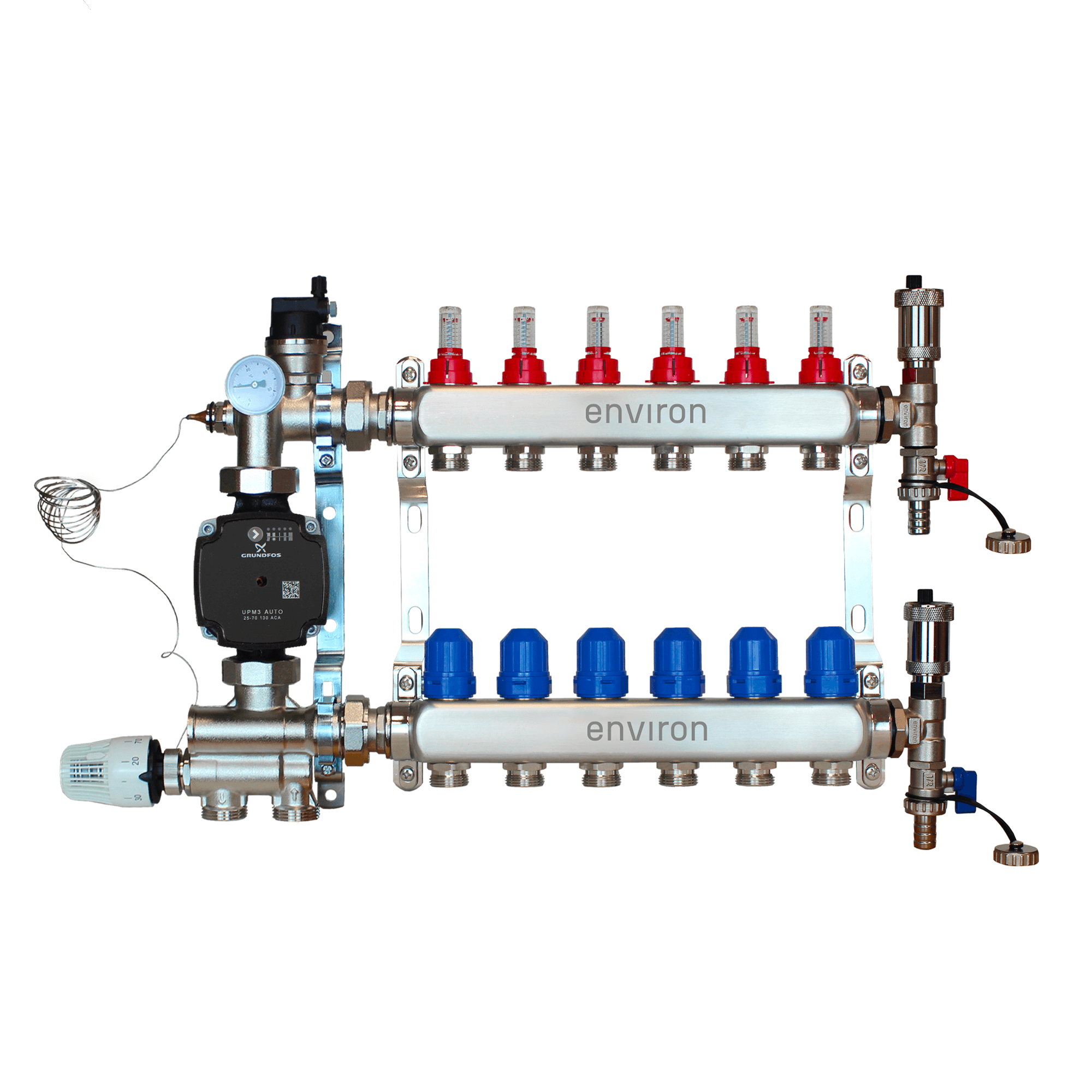 Festwertregelset M059 mit Grundfos UPM3 25/6 Hocheffizienzpumpe und Heizkreisverteiler und Zubehör