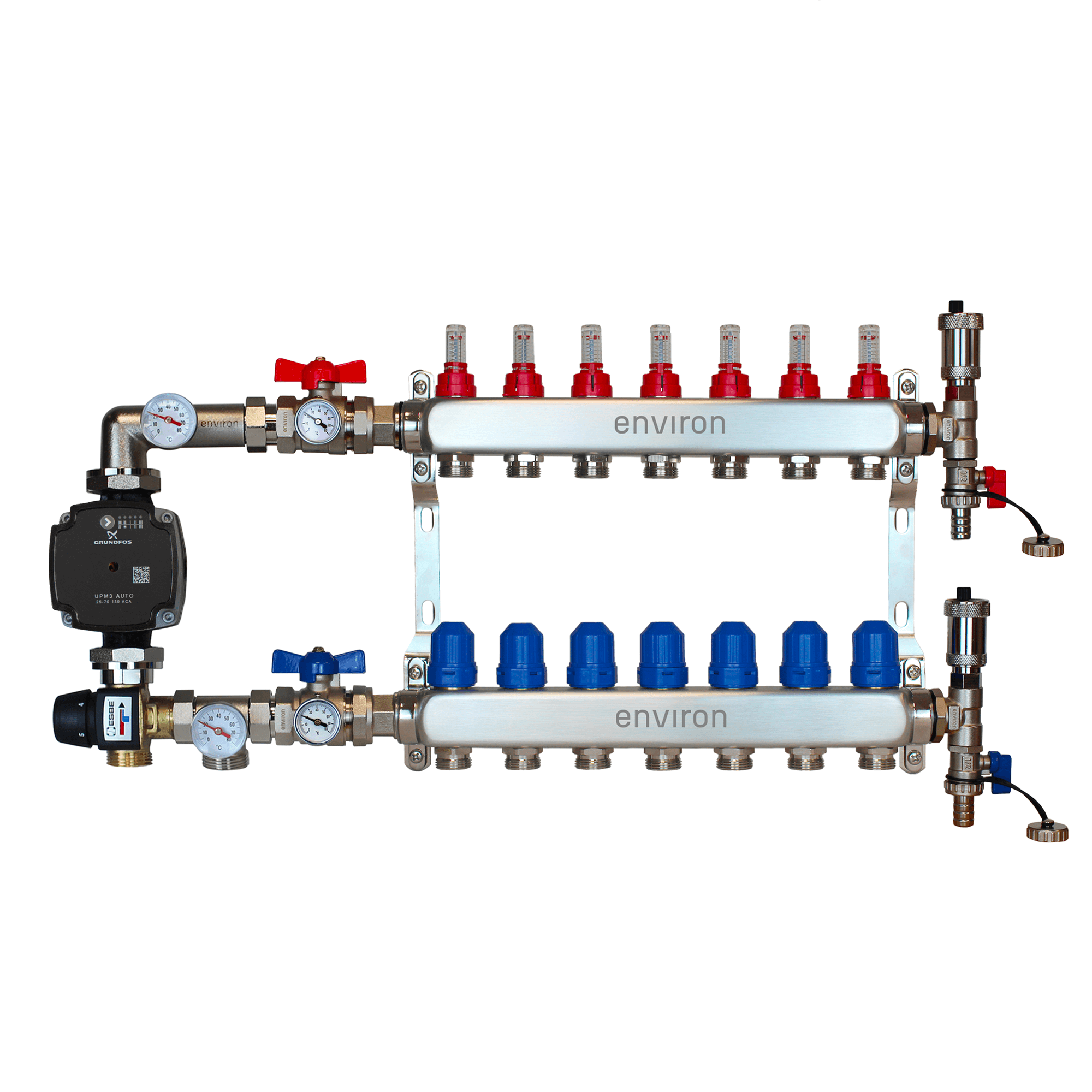 Festwertregelset M058 mit Grundfos UPM3 25/6 Hocheffizienzpumpe und Heizkreisverteiler und Zubehör