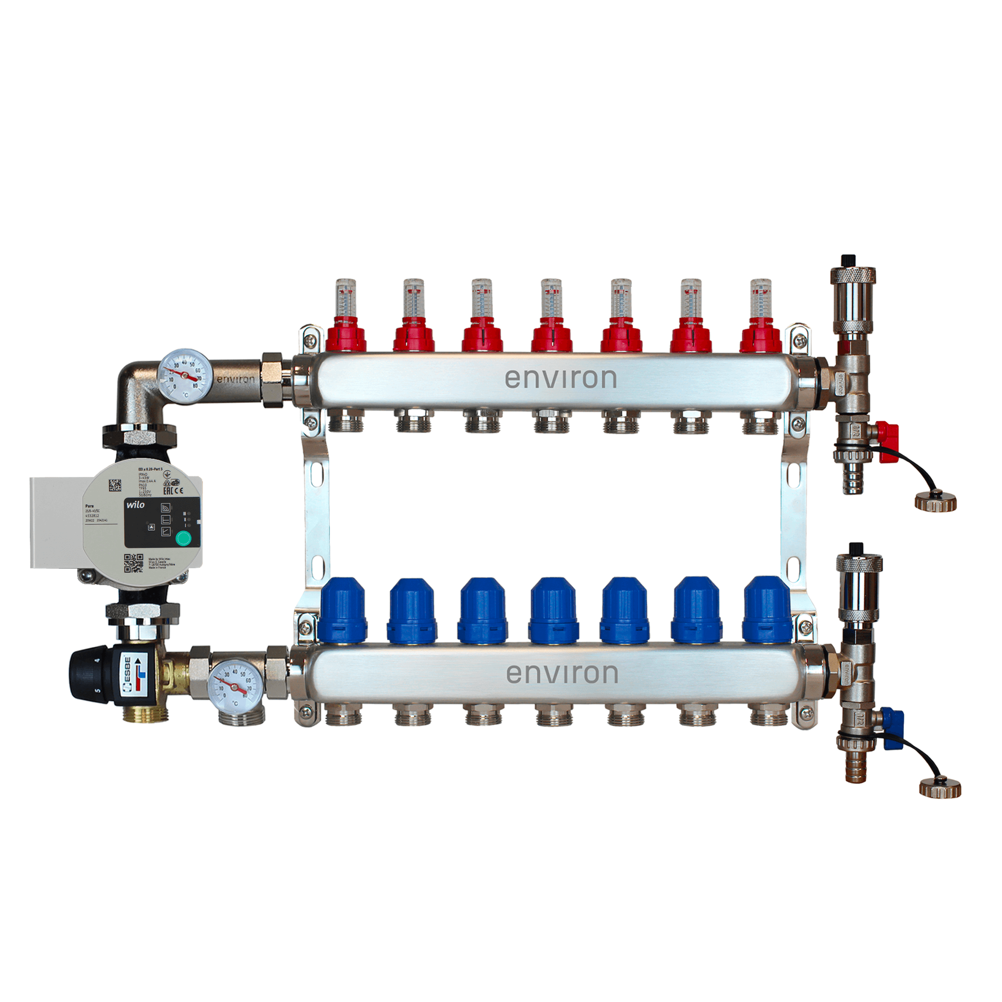 Festwertregelset M058 mit Wilo Para 25/6 Hocheffizienzpumpe und Heizkreisverteiler und Zubehör