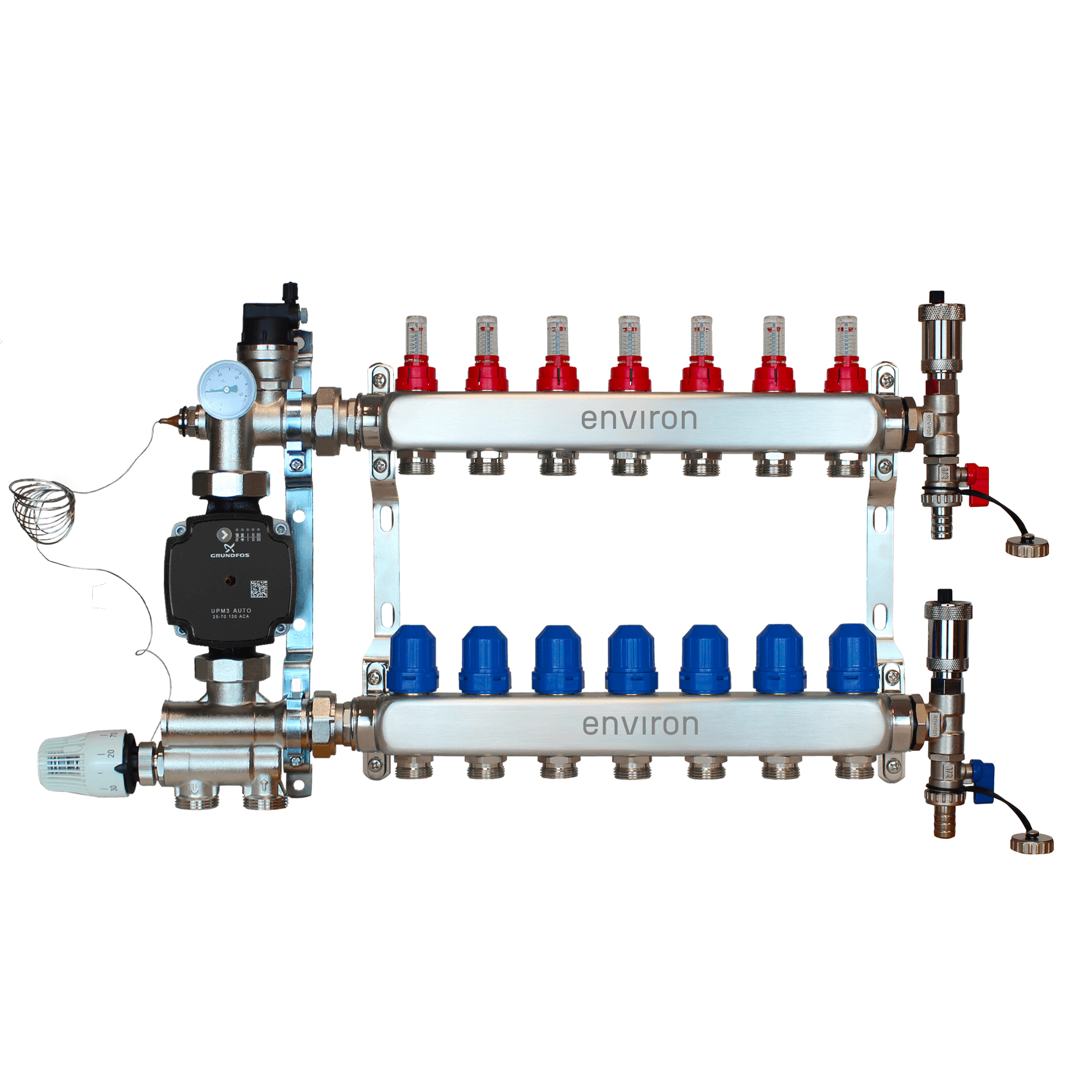 Festwertregelset M059 mit Grundfos UPM3 25/6 Hocheffizienzpumpe und Heizkreisverteiler und Zubehör