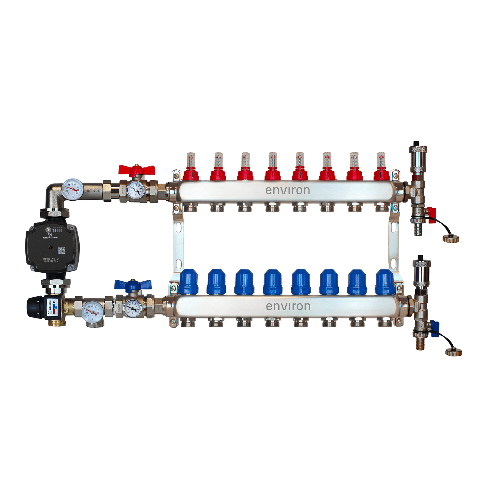 Festwertregelset M058 mit Grundfos UPM3 25/6 Hocheffizienzpumpe und Heizkreisverteiler und Zubehör