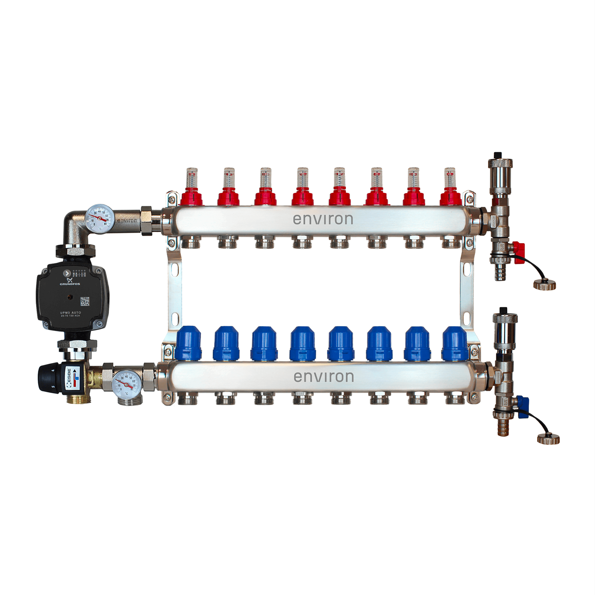 Festwertregelset M058 mit Grundfos UPM3 25/6 Hocheffizienzpumpe und Heizkreisverteiler und Zubehör