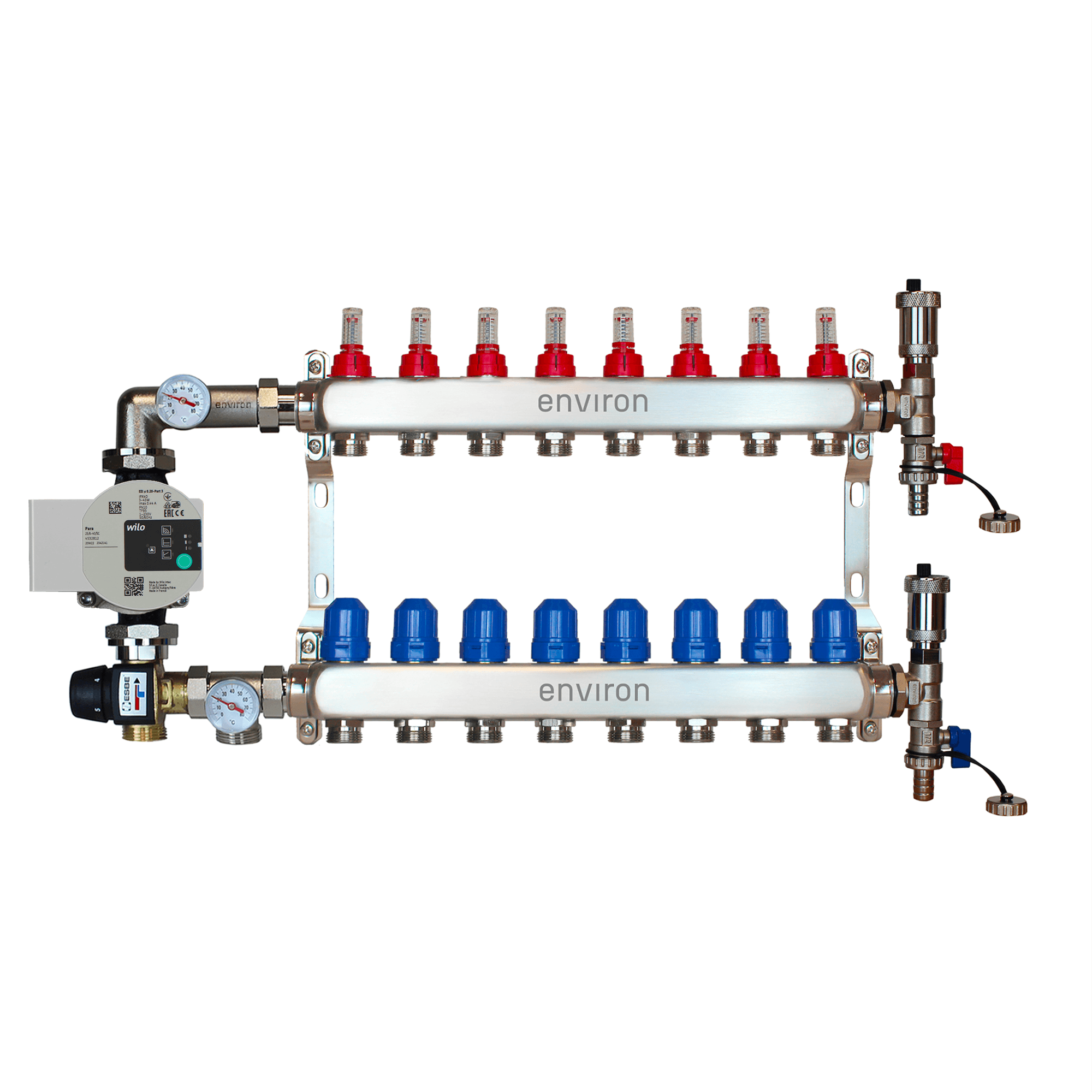 Festwertregelset M058 mit Wilo Para 25/6 Hocheffizienzpumpe und Heizkreisverteiler und Zubehör