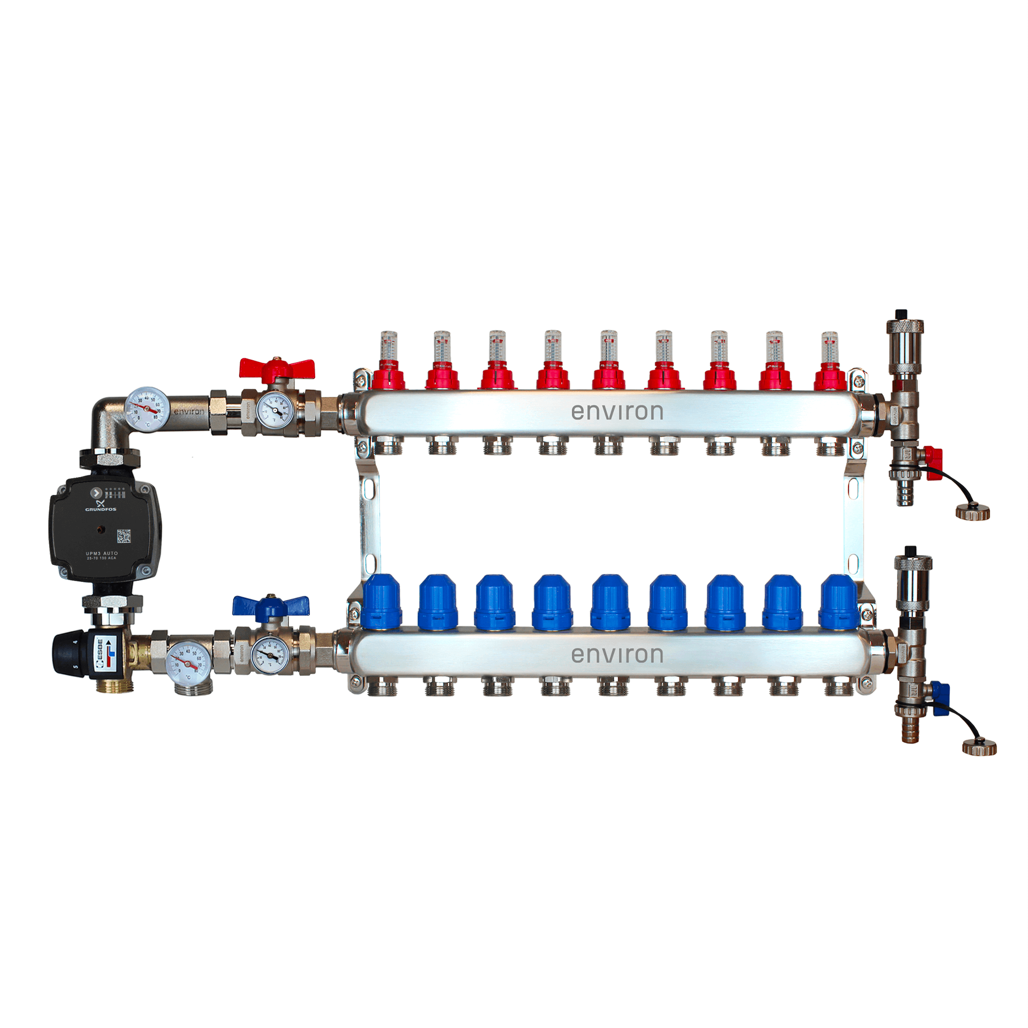 Festwertregelset M058 mit Grundfos UPM3 25/6 Hocheffizienzpumpe und Heizkreisverteiler und Zubehör