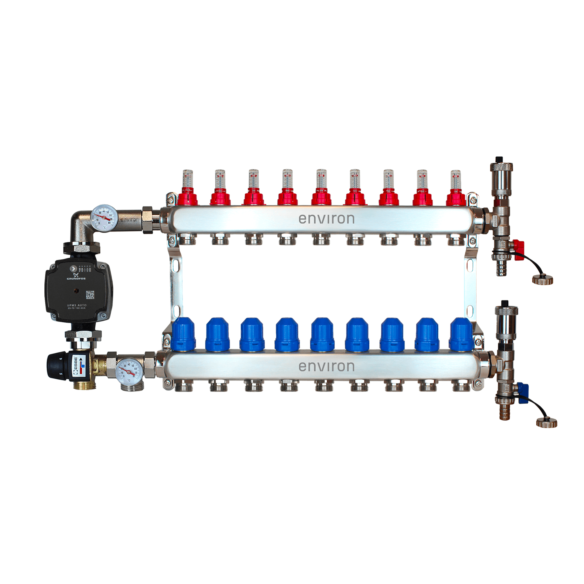 Festwertregelset M058 mit Grundfos UPM3 25/6 Hocheffizienzpumpe und Heizkreisverteiler und Zubehör