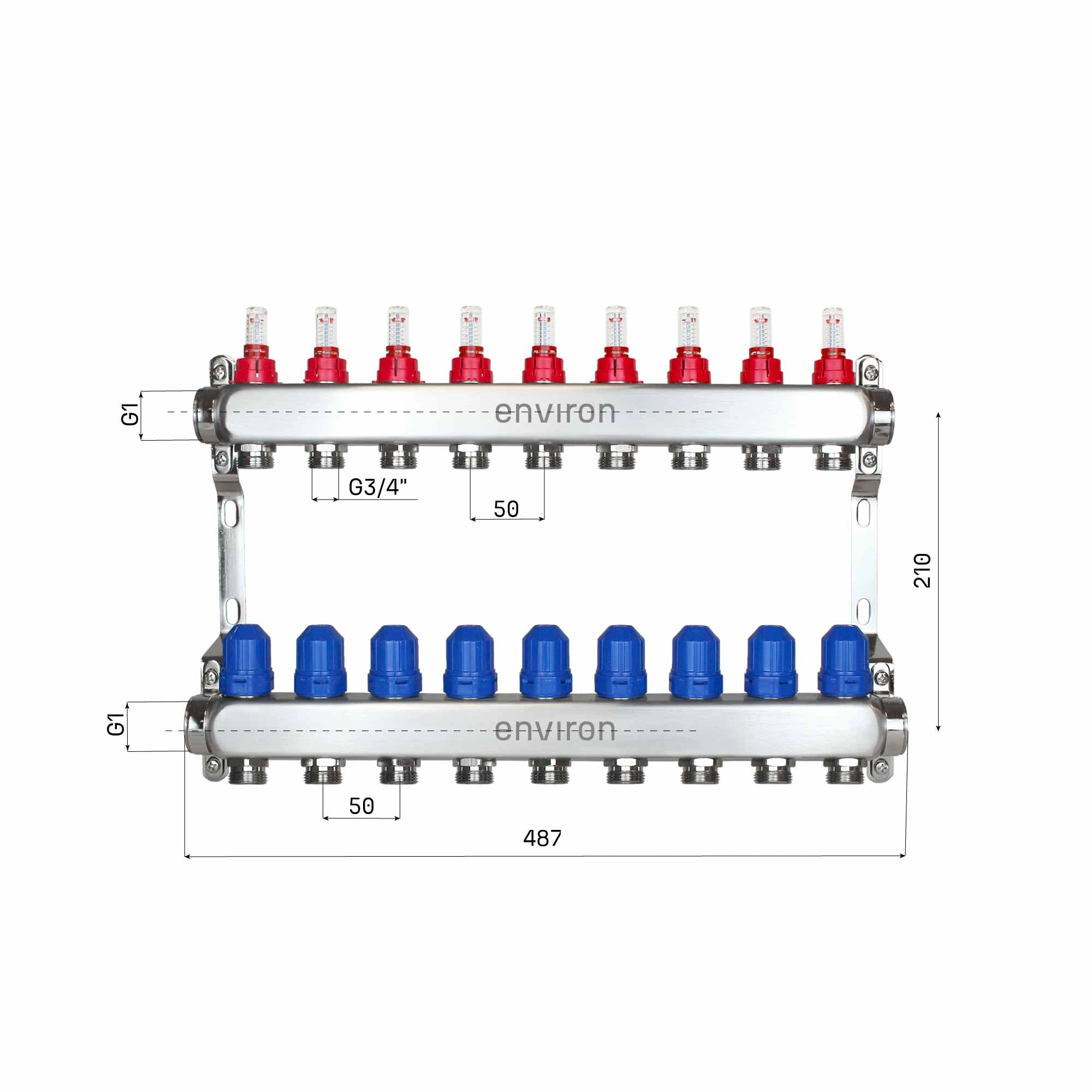 Edelstahl Heizkreisverteiler 2 - 12 fach