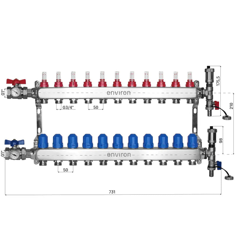 Kit de régulation à valeur fixe M058 avec pompe à haut rendement EcoStar 25/6 et collecteur de circuit de chauffage et accessoires