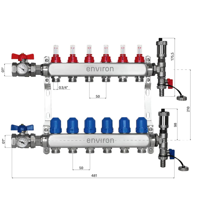 Kit de régulation à valeur fixe M058 avec pompe à haut rendement EcoStar 25/6 et collecteur de circuit de chauffage et accessoires
