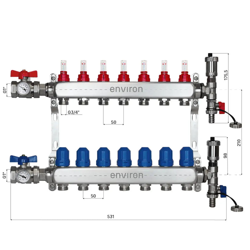 Kit de régulation à valeur fixe M058 avec pompe à haut rendement EcoStar 25/6 et collecteur de circuit de chauffage et accessoires