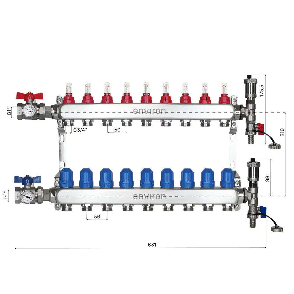Festwertregelset M059 mit Grundfos UPM3 25/6 Hocheffizienzpumpe und Heizkreisverteiler und Zubehör