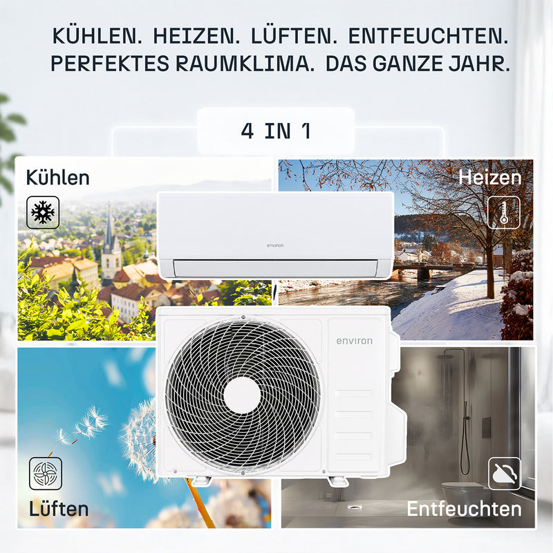 ClimaBoost A+++ Split Klimaanlage Quick Connect 9.000 BTU (2,6 kW) Komplettset