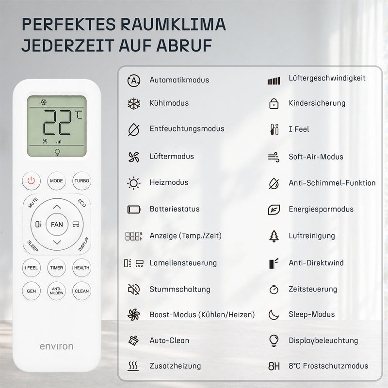 ClimaBoost A+++ Split Klimaanlage Quick Connect 9.000 BTU (2,6 kW) Komplettset