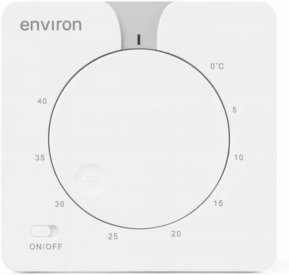 Environ Termostato ambiente ENRTH1 da incasso 230V – meccanico, 5–40°C, con LED e interruttore ON/OFF