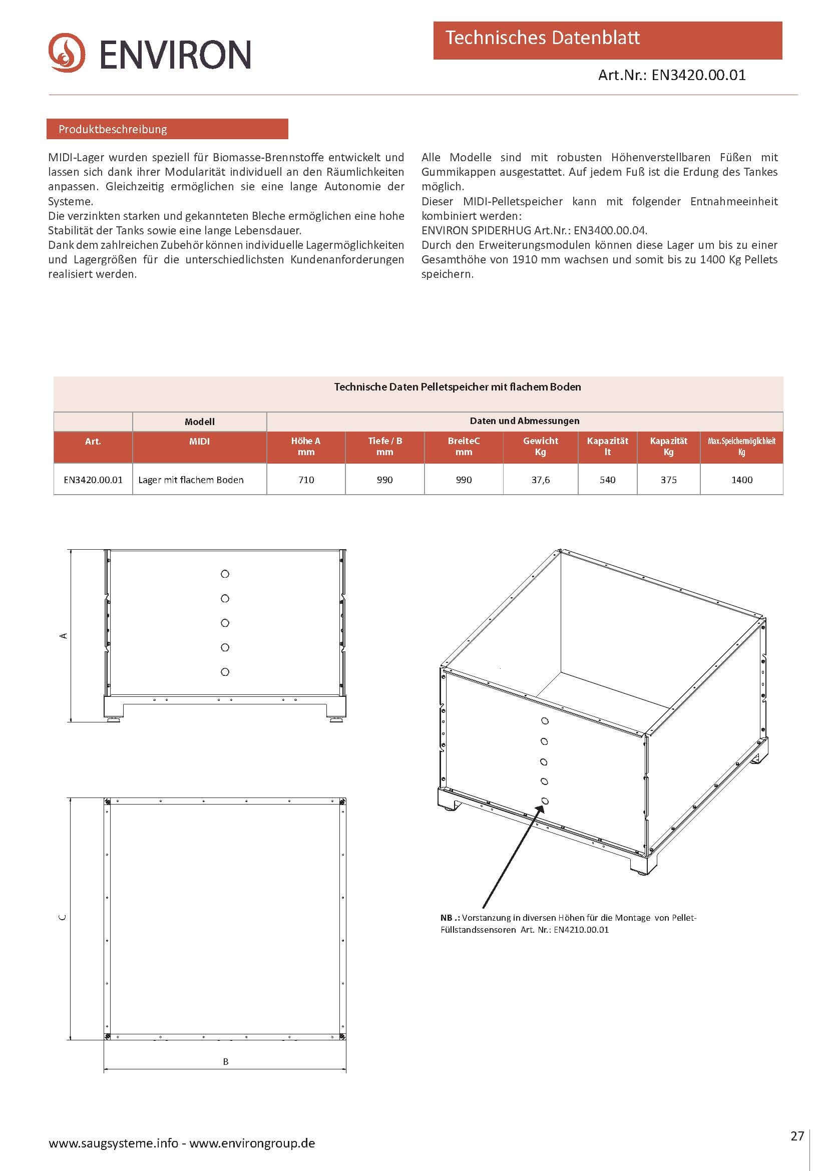 Pellet-Speicher mit flachem Boden Midi