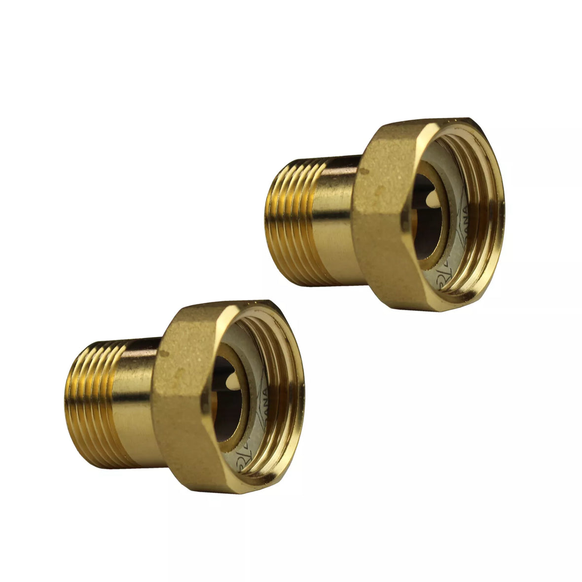 Messing Verschraubungssatz 3/4" IG x 1/2" AG 2 Stück inkl. Flachdichtungen