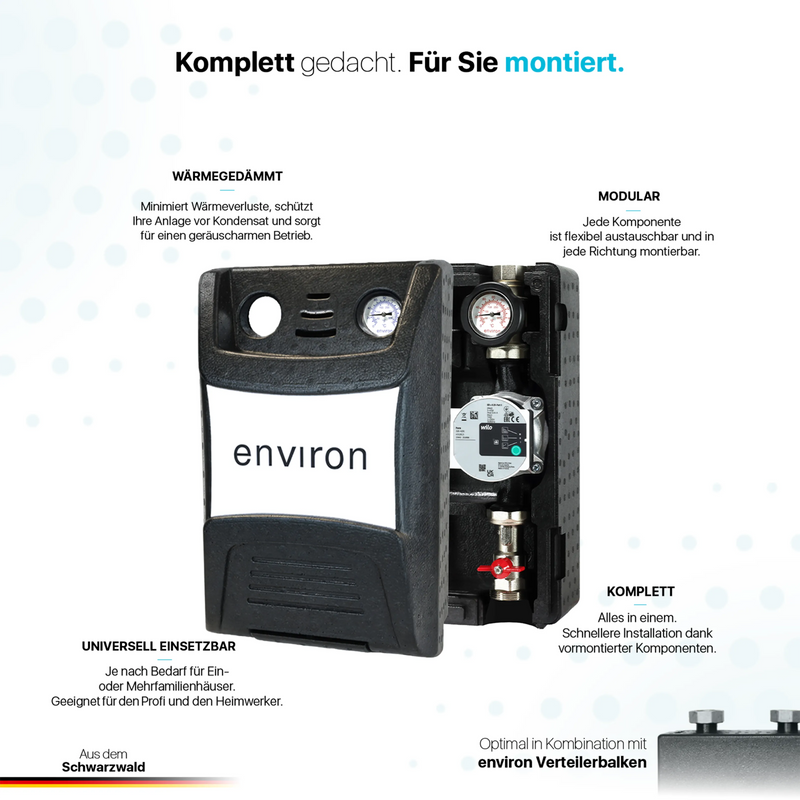 ProfiMix Heizkreispumpengruppe direkt mit Kugelhahn und Wilo Para 25/6 Hocheffizienzpumpe