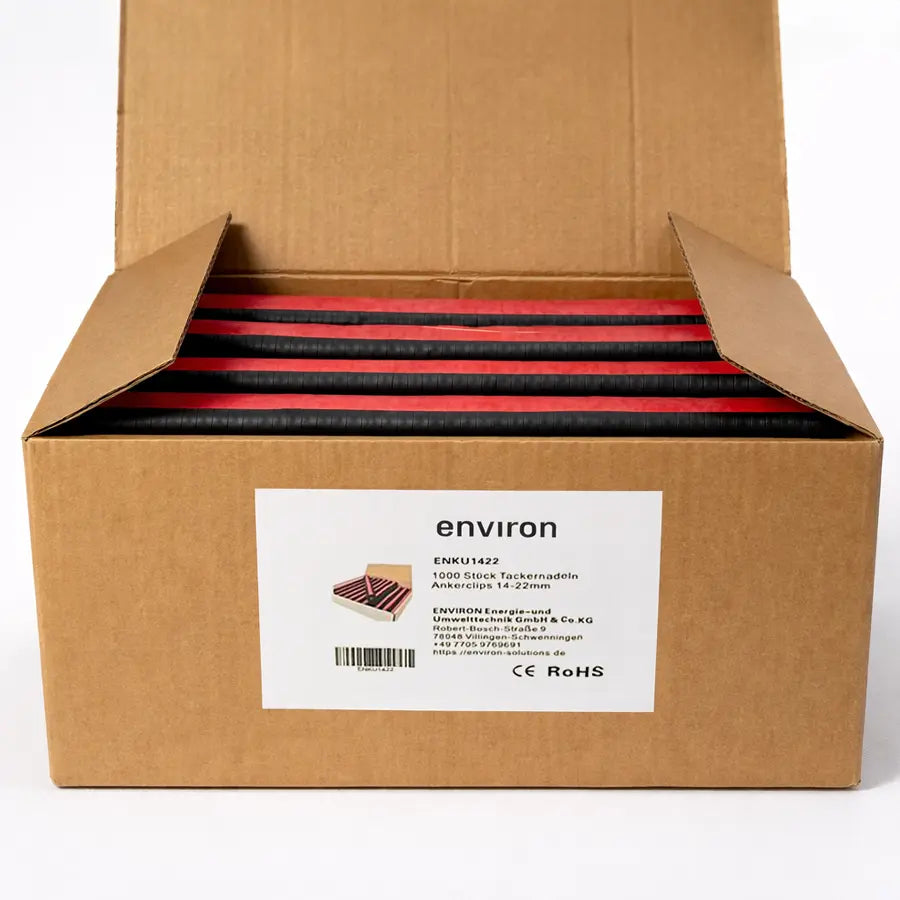 Tackernadeln - Heizrohrhalter 40 mm für Rohre Ø 14 - 22 mm - magaziniert - Karton 1.000 Stk.