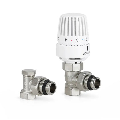 Thermostatventil & Rücklaufventil Set 1/2" Eckform – mit Thermostatkopf M30 x 1,5