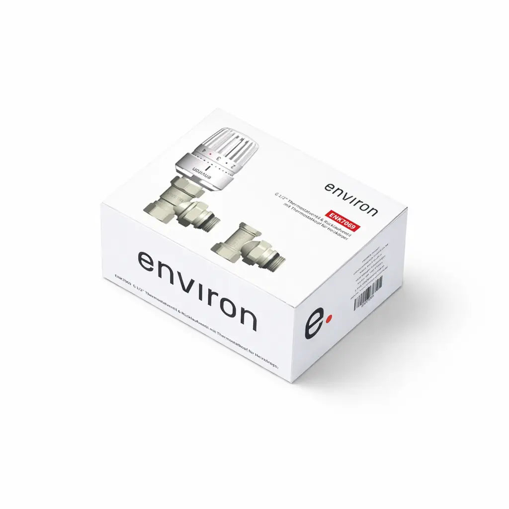 Thermostatventil & Rücklaufventil Set 1/2" Eckform – mit Thermostatkopf M30 x 1,5