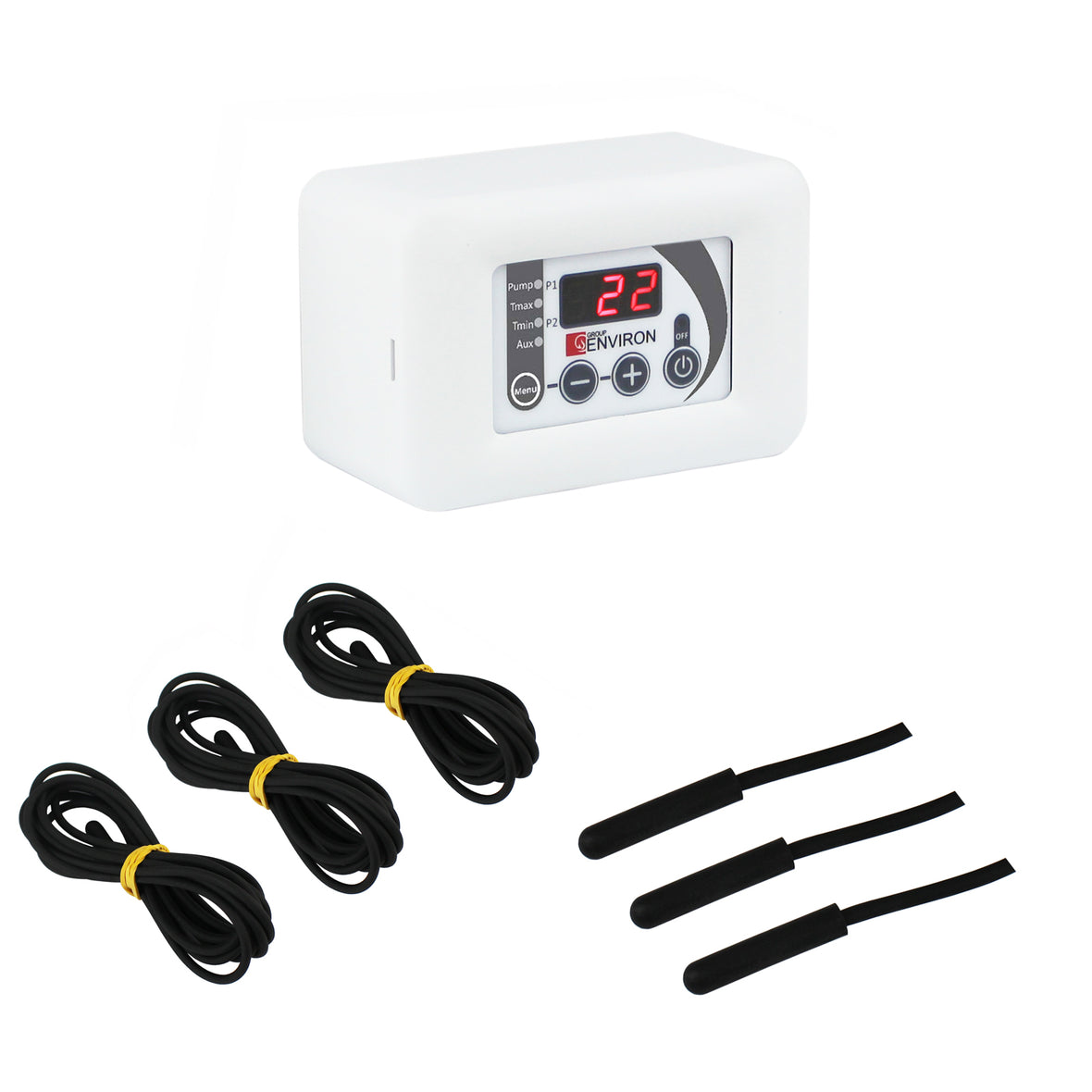 TC110 Regulador de diferencia de temperatura para sólidos – para estufas de chimenea y calderas de leña con juego de sensores
