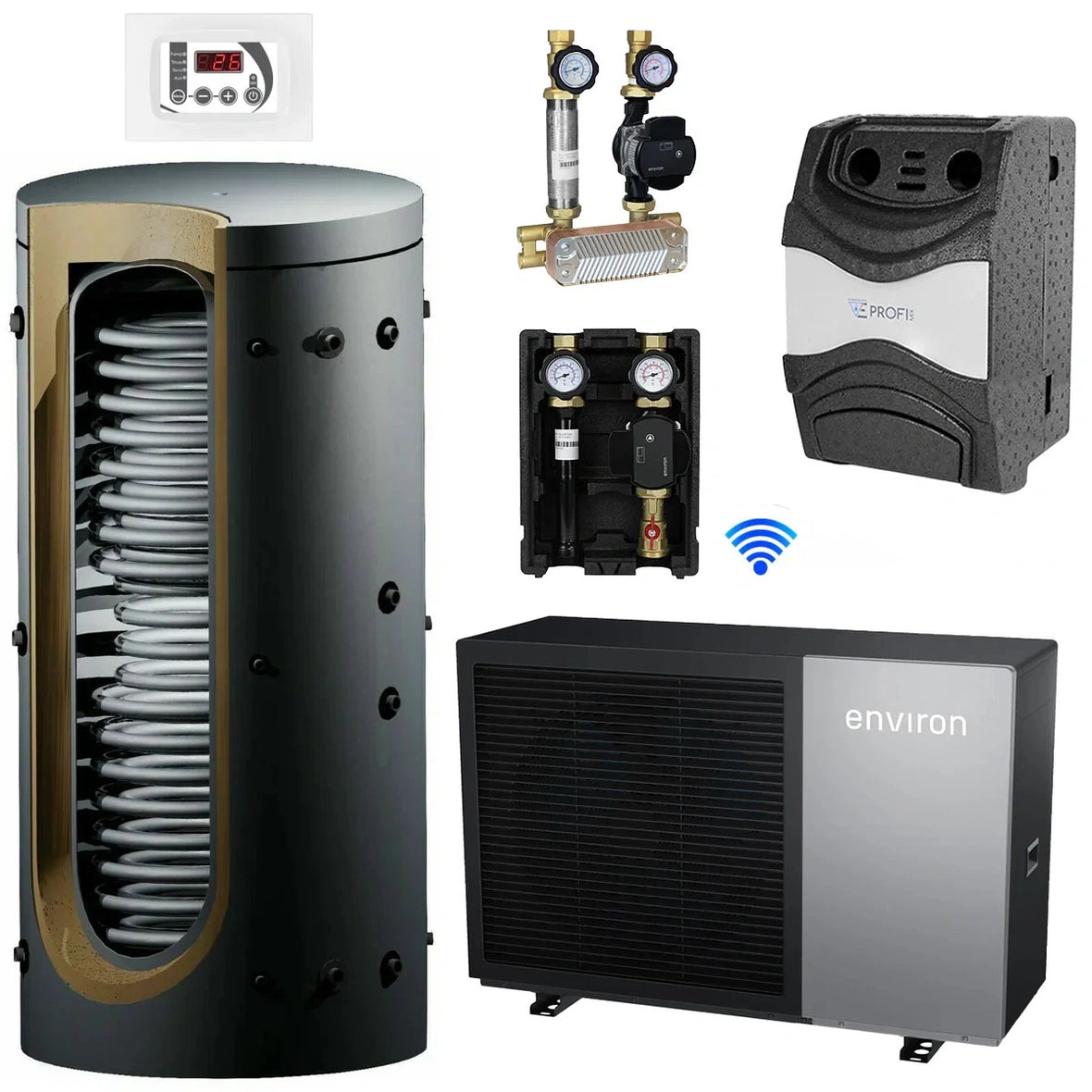 Set de bomba de calor EcoHeat con depósito higiénico de 550 litros – 6 a 24 kW