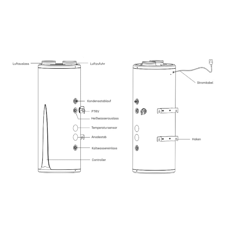 AquaBoost A+ Brauchwasserwärmepumpe 100l Wandhängend & Bodenstehende Montage