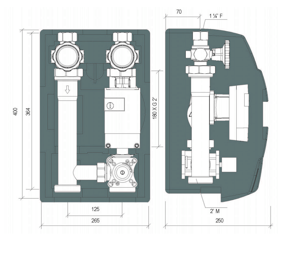 ProfiMix ENT001 DN32 mit 3 Wege Mischer Environ END05 Mischermotor und Lowara eco2 32-8/180 Hocheffizienzpumpe