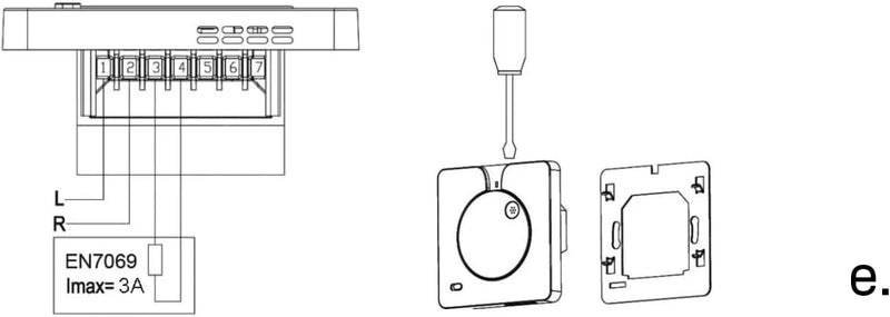 environ Raumthermostat ENRTH1 Unterputz 230V – mechanisch, 5–40°C, mit LED & ON/OFF-Schalter