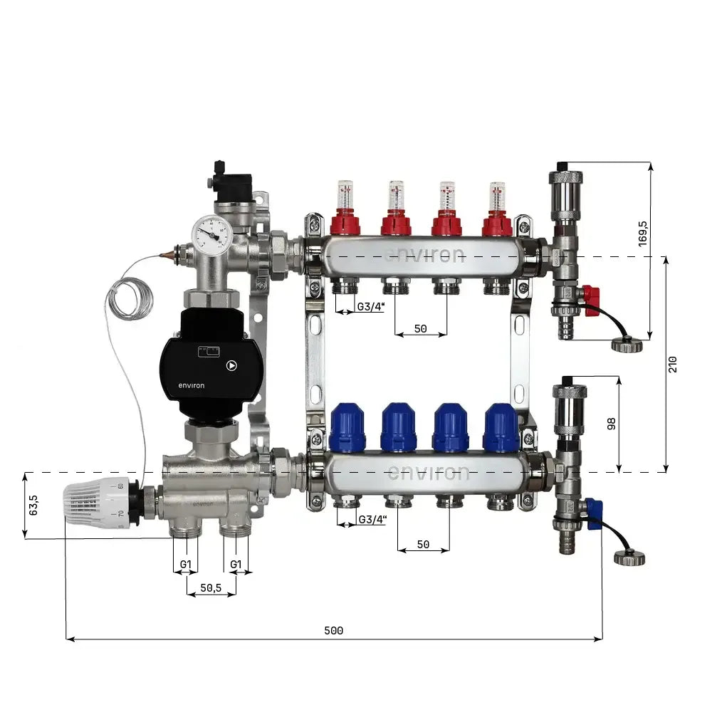 Festwertregelset M059 mit EcoStar II 25/6 Hocheffizienzpumpe und Heizkreisverteiler und Zubehör