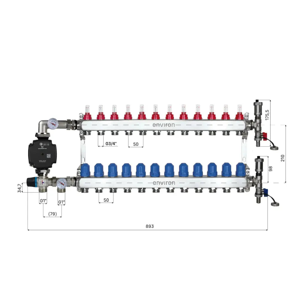 Festwertregelset M059 mit Grundfos UPM3 25/6 Hocheffizienzpumpe und Heizkreisverteiler und Zubehör