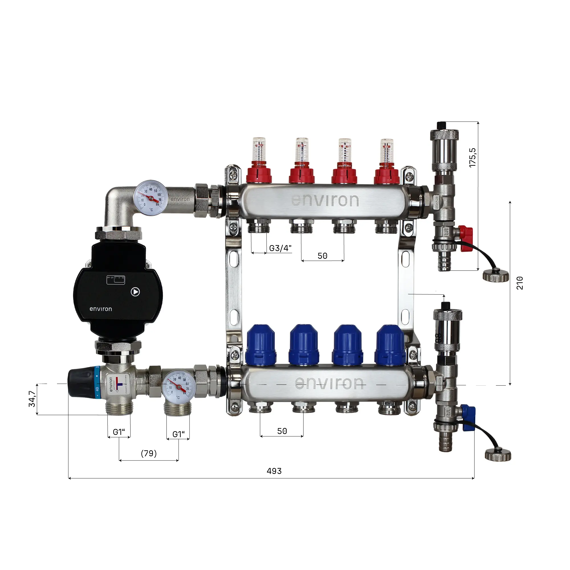 Festwertregelset M058 mit EcoStar II 25/6 Hocheffizienzpumpe und Heizkreisverteiler und Zubehör