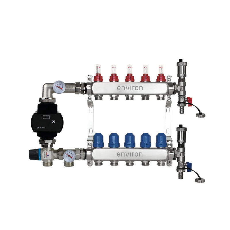 Kit de régulation à valeur fixe M058 avec pompe à haut rendement EcoStar 25/6 et collecteur de circuit de chauffage et accessoires